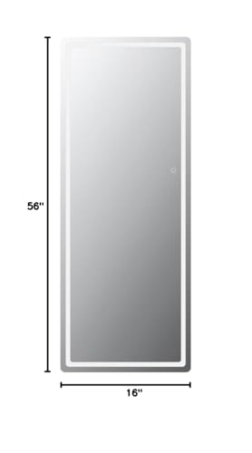 Hasipu Full Length Mirror with Lights, 79" x 36" LED Lighted Floor Standing, Full Body Dressing Hanging Mounted Mirror, Tempered Glass, Square Black