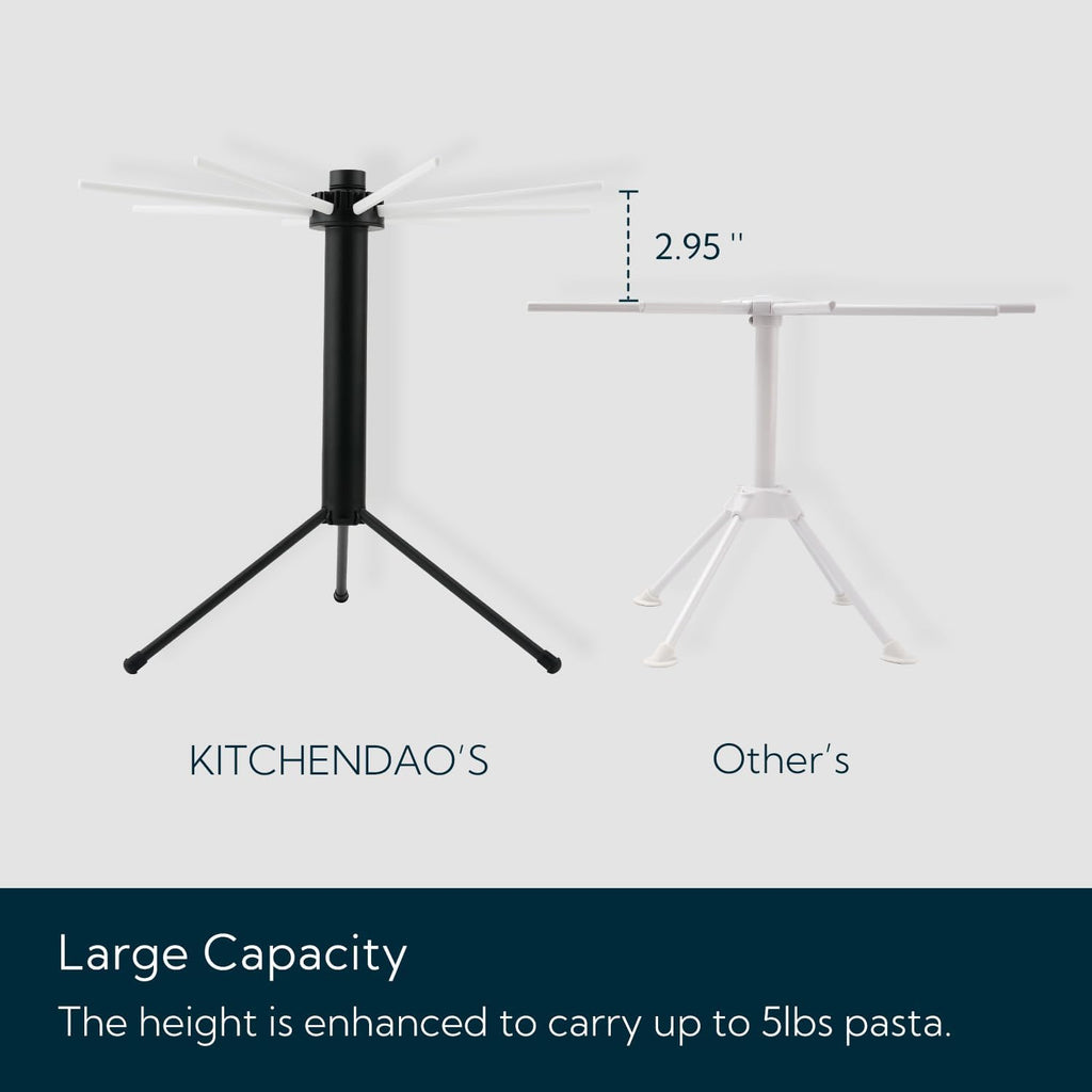KITCHENDAO Collapsible Pasta Drying Rack, Plastic Foldable Homemade Fresh Spaghetti Noodle Tree Stand Hanger for Kitchen, Detachable for Easy Cleaning, Rotatable Arms, Hold up to 5lbs