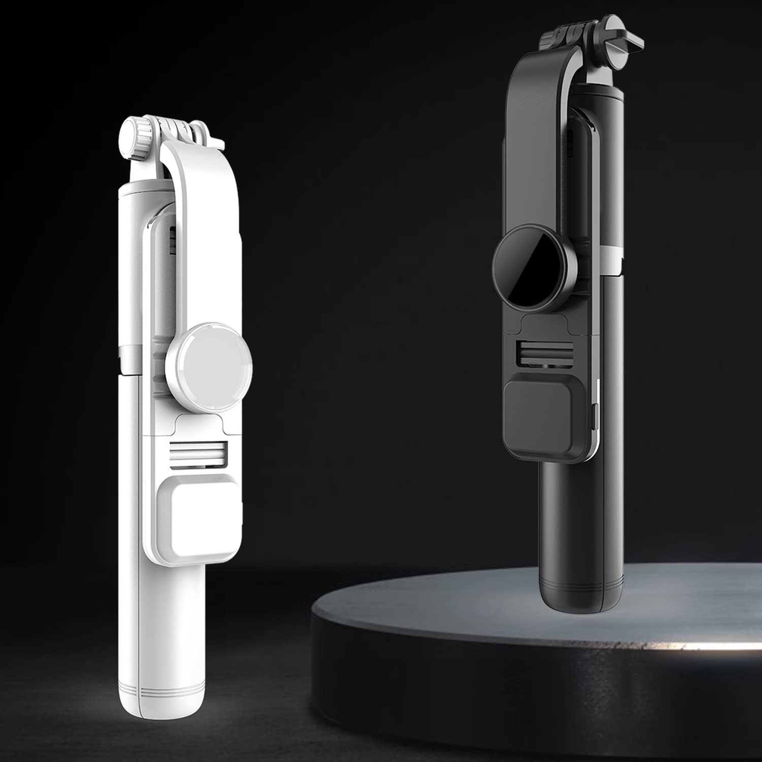 Selfie Stick Tripod with Light, All in One Cell Phone Tripod, Cellphone Tripod with Wireless Remote and Phone Holder, Portable, Lightweight,Compatible with All Phones(Black)