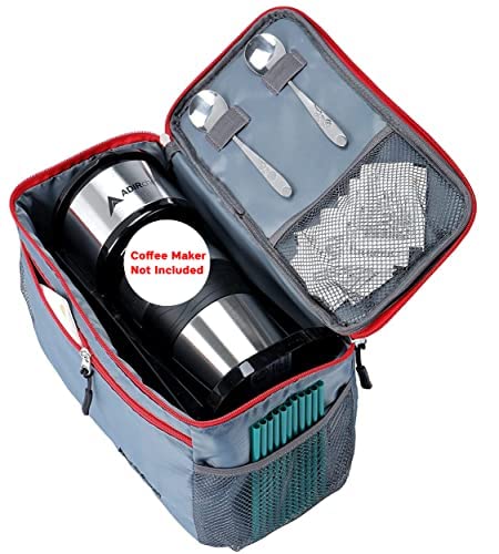 Adir Mini Single Serve Travel Coffee Maker Pouch Organizer, Portable For Travel, Camping, Office Lunch Bag For Grab & Go Daily Use (Black & Green)