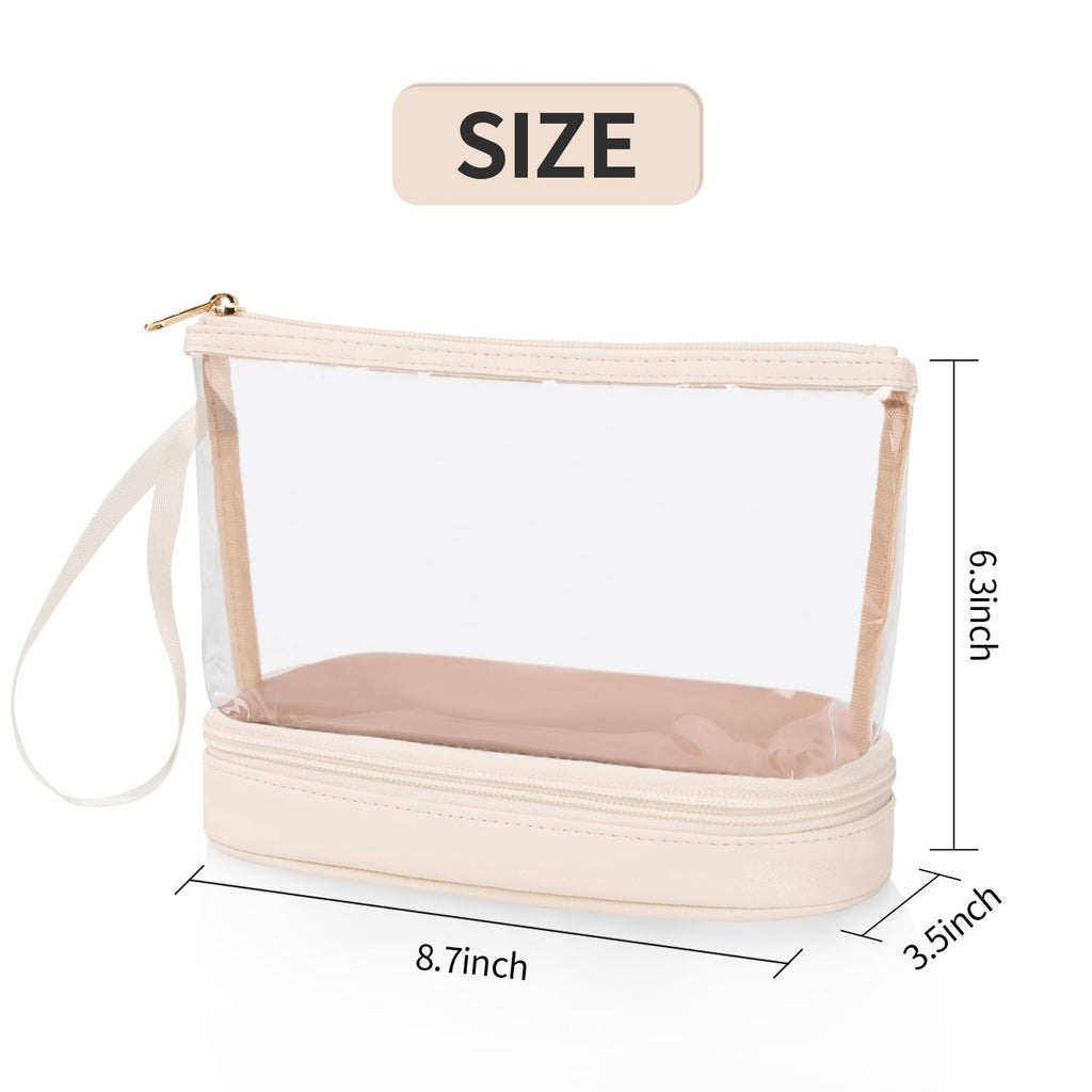 Ethereal Clear Makeup Bag, TSA Travel Makeup Organizer Bag Rose Gold Makeup Bags for Women Small Cosmetic Bag Portable Makeup Bag for Purse