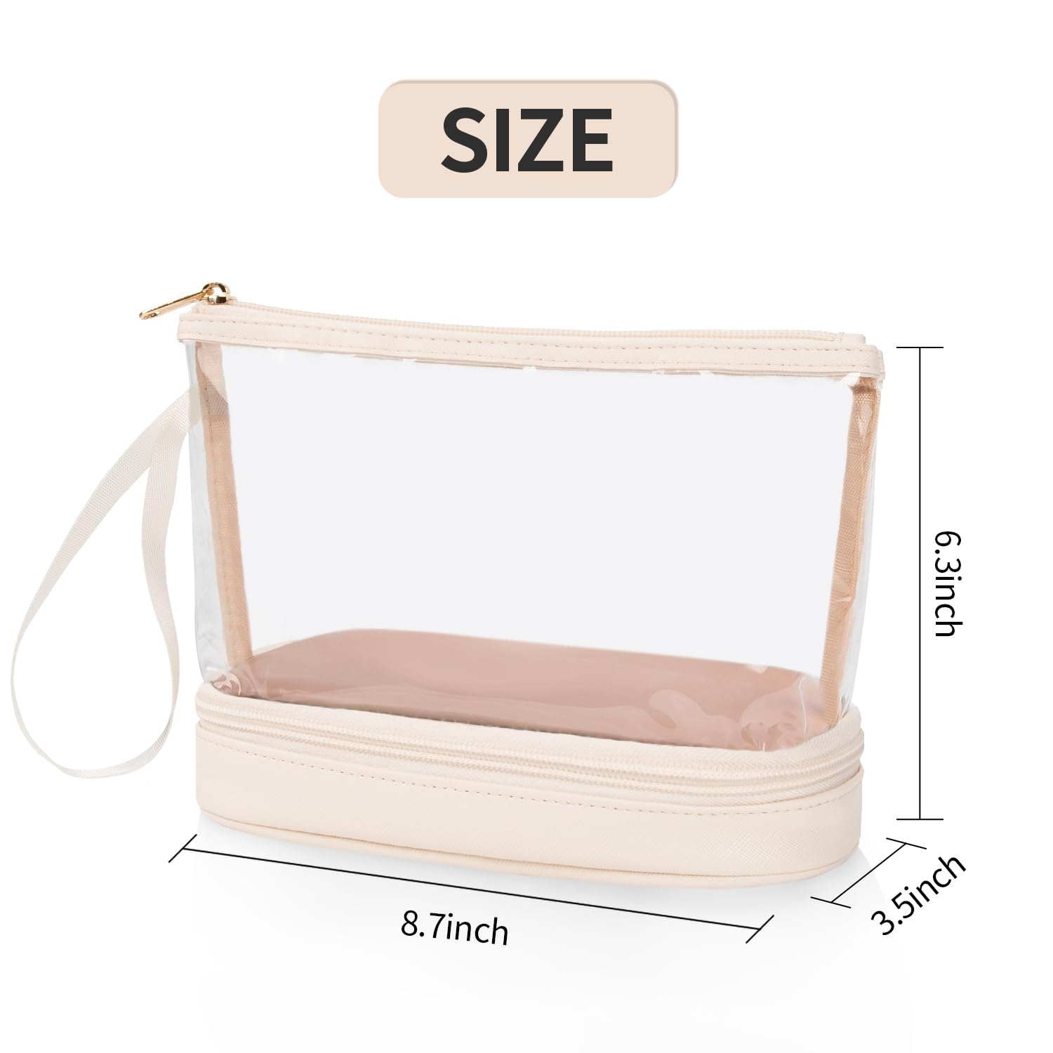 Ethereal Clear Makeup Bag, TSA Travel Makeup Organizer Bag Rose Gold Makeup Bags for Women Small Cosmetic Bag Portable Makeup Bag for Purse