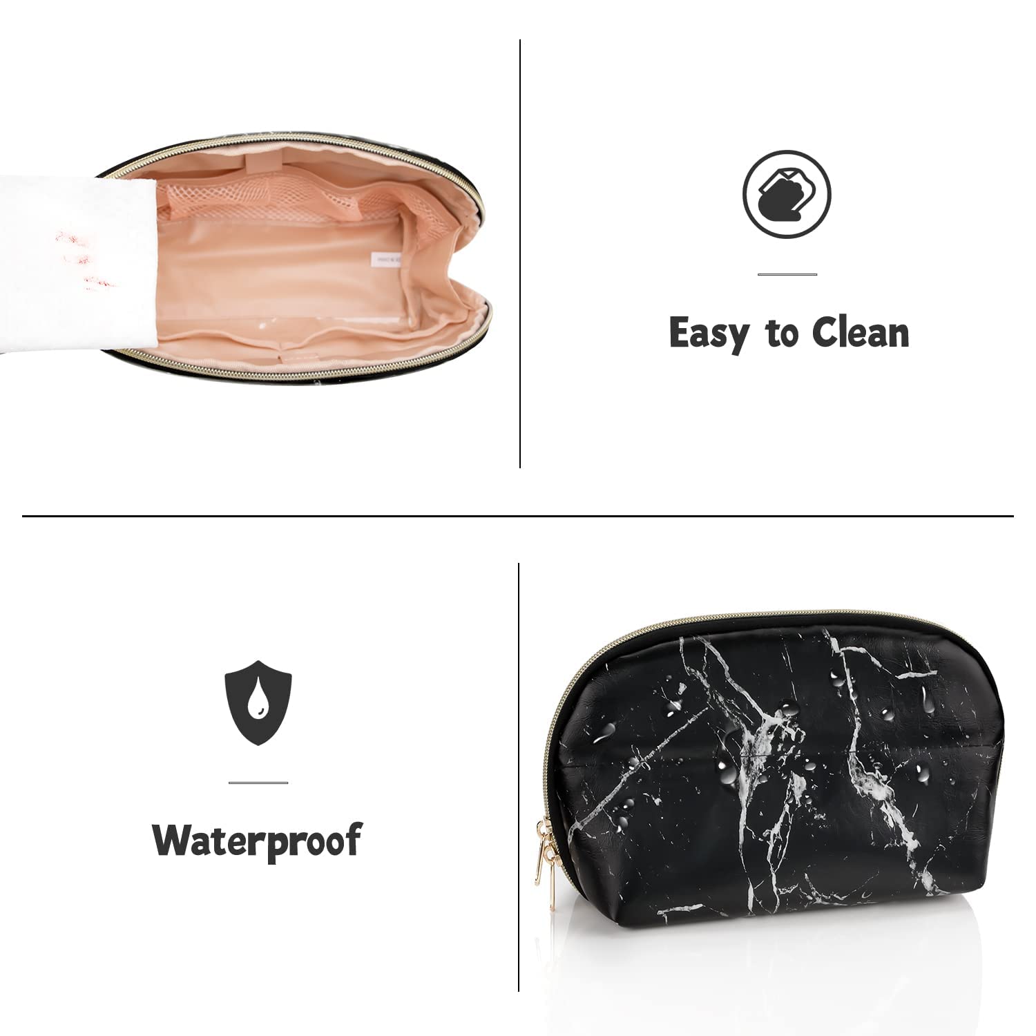 Ethereal Clear Makeup Bag, TSA Travel Makeup Organizer Bag Rose Gold Makeup Bags for Women Small Cosmetic Bag Portable Makeup Bag for Purse