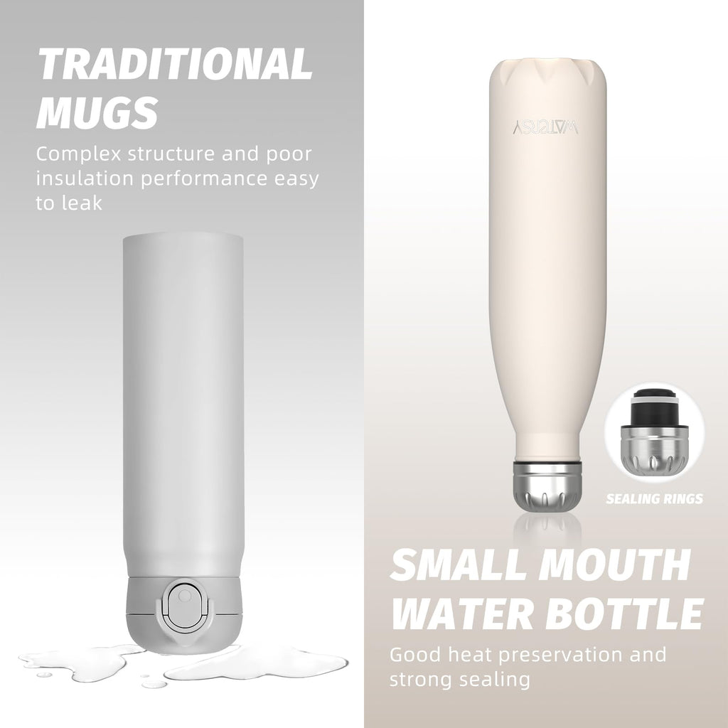 WATERSY Stainless Steel water bottles,17oz/500ml Insulated Water Bottles,Deep Blue metal water bottle Keeps Drink Cold and Hot,BPA Free kids water bottles for School,Gym,Travel,Sports