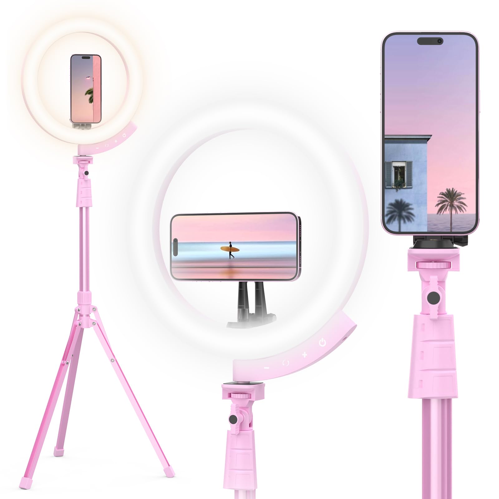 UBeesize 12'' Selfie Ring Light with 62’’ Tripod Stand for Video Recording, Live Streaming(YouTube, Instagram, TIK Tok), Compatible with Phones, Cameras and Webcams