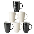 AmorArc Extra Large Coffee Mugs Set of 6, 20oz Ceramic Tall Coffee Mugs Set with Textured Geometric Patterns for Coffee/Tea/Beer/Hot Cocoa, Dishwasher & Microwave Safe,Beige
