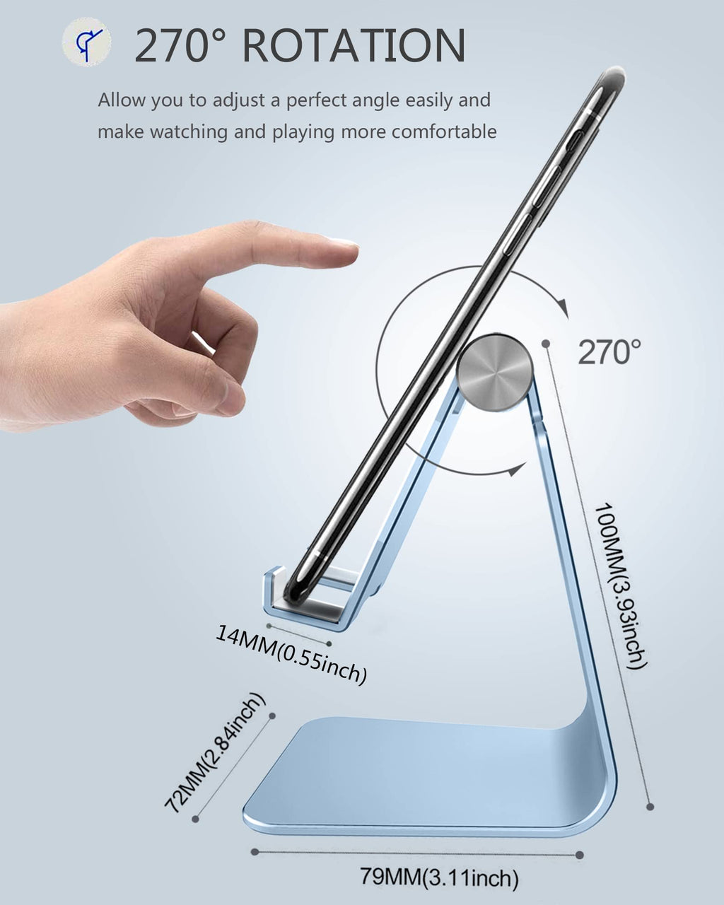 CreaDream Adjustable Cell Phone Stand, Phone Stand, Cradle, Dock, Holder, Aluminum Desktop Stand Compatible with Phone 16 15 14 13 12 11 Pro Max Plus SE, Accessories Desk, All Mobile Phones-Rose Gold