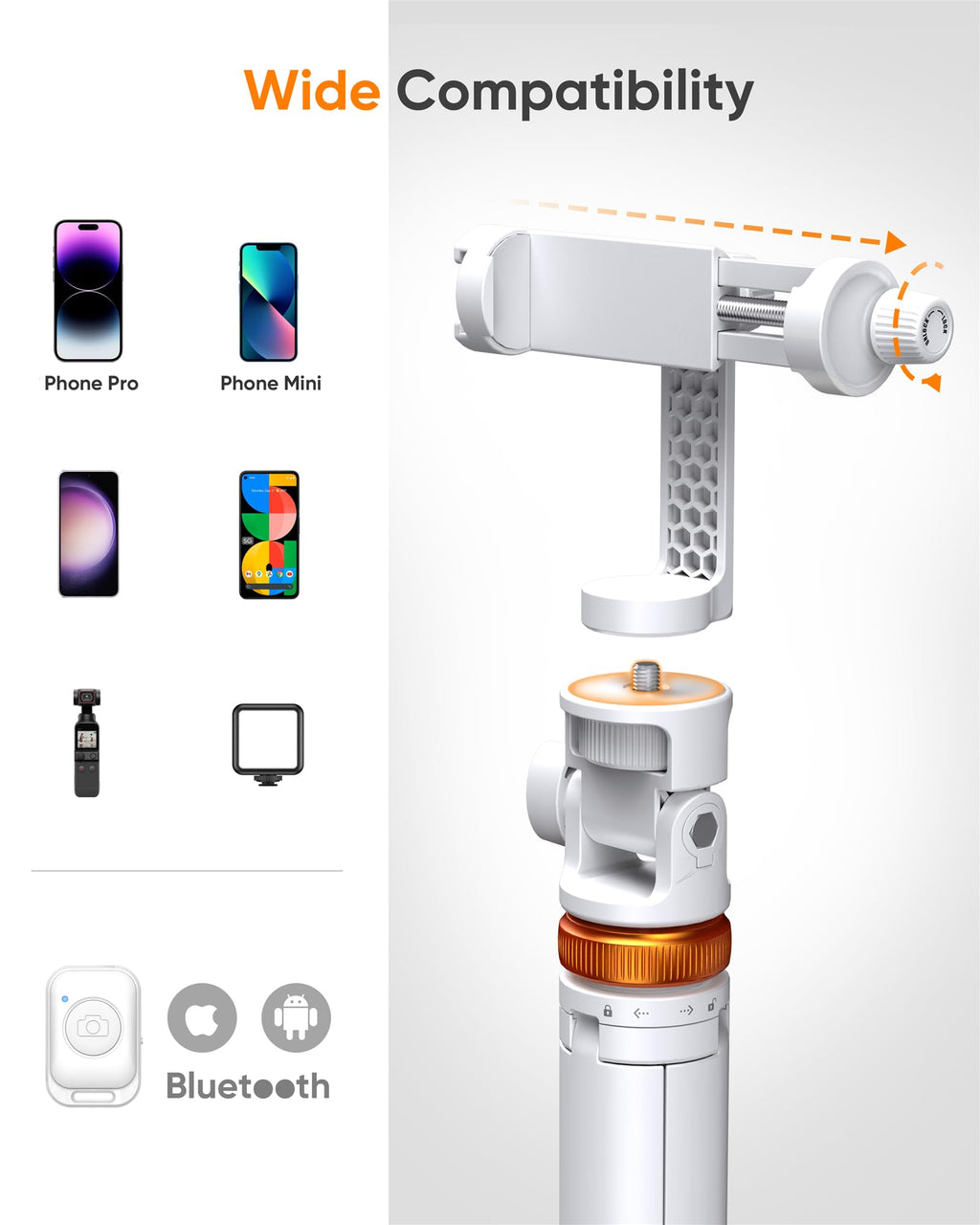 EUCOS 62" Phone Tripod, Tripod for iPhone & Selfie Stick with Remote, Extendable Cell Phone Stand & Ultimate Phone Holder, Solidest Phone Stand Compatible with iPhone/Android