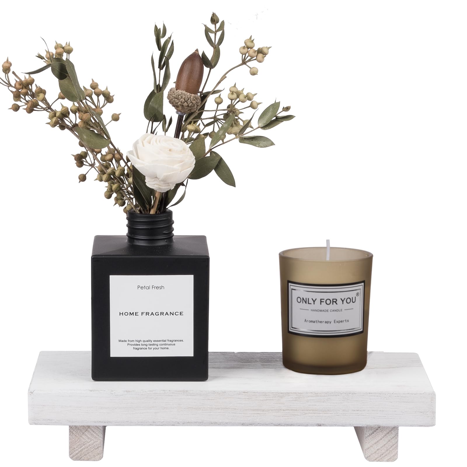 zoocatia Small Wood Tray Pedestal Stand Farmhouse Bathroom Decor Decorative Wooden Riser Kitchen Soap Dish Holder for Vanity, Counter, Sink, 9" x 5.9" - Black