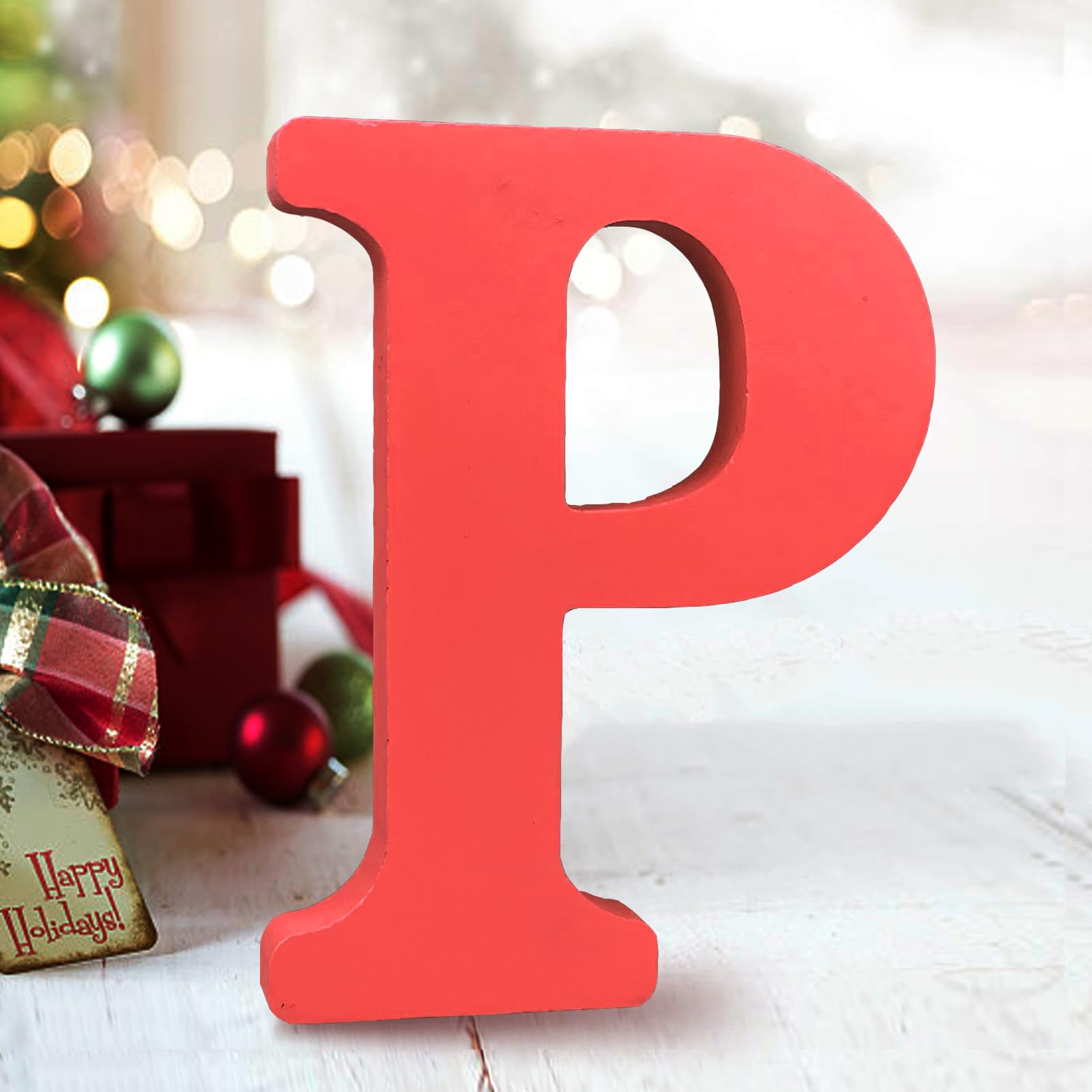 AOCEAN 6 Inch Red Wood Letters Unfinished Wood Letters for Wall Decor Decorative Standing Letters Slices Sign Board Decoration for Craft Home Party Projects (X)