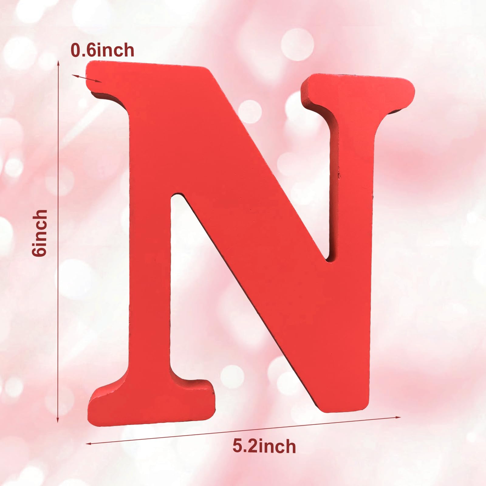 AOCEAN 6 Inch Red Wood Letters Unfinished Wood Letters for Wall Decor Decorative Standing Letters Slices Sign Board Decoration for Craft Home Party Projects (X)