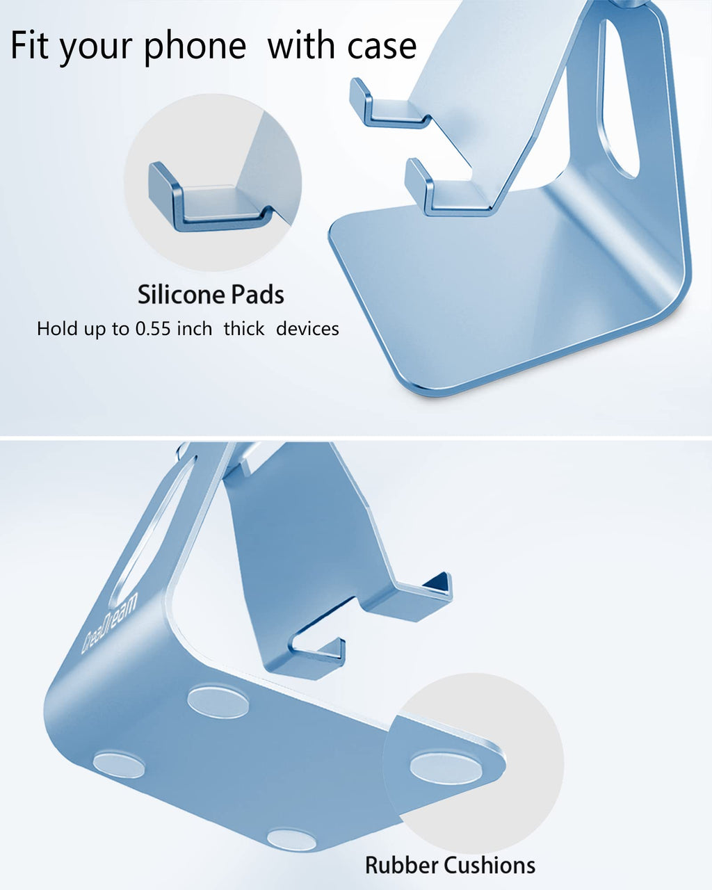 CreaDream Adjustable Cell Phone Stand, Phone Stand, Cradle, Dock, Holder, Aluminum Desktop Stand Compatible with Phone 16 15 14 13 12 11 Pro Max Plus SE, Accessories Desk, All Mobile Phones-Rose Gold