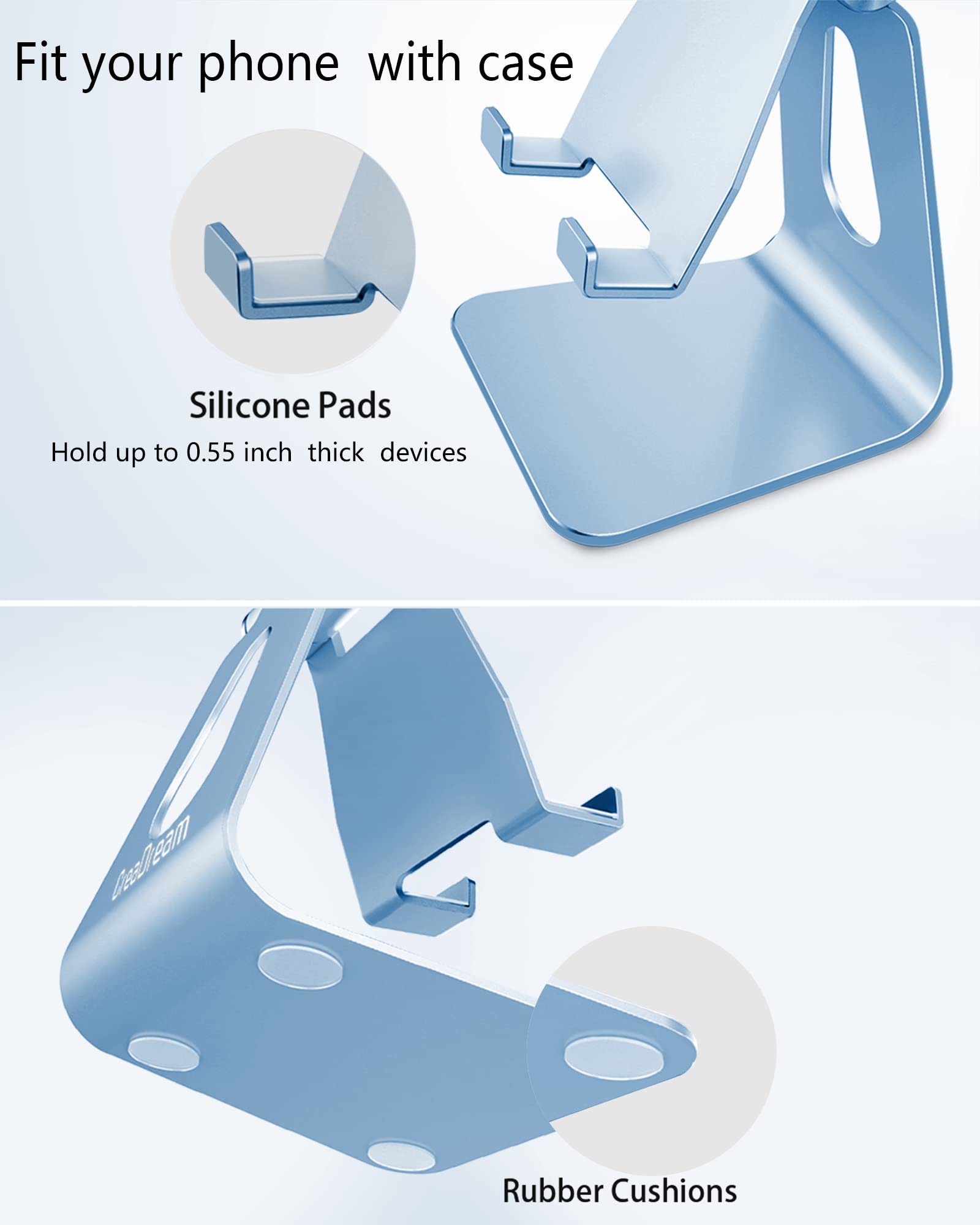 CreaDream Adjustable Cell Phone Stand, Phone Stand, Cradle, Dock, Holder, Aluminum Desktop Stand Compatible with Phone 16 15 14 13 12 11 Pro Max Plus SE, Accessories Desk, All Mobile Phones-Rose Gold