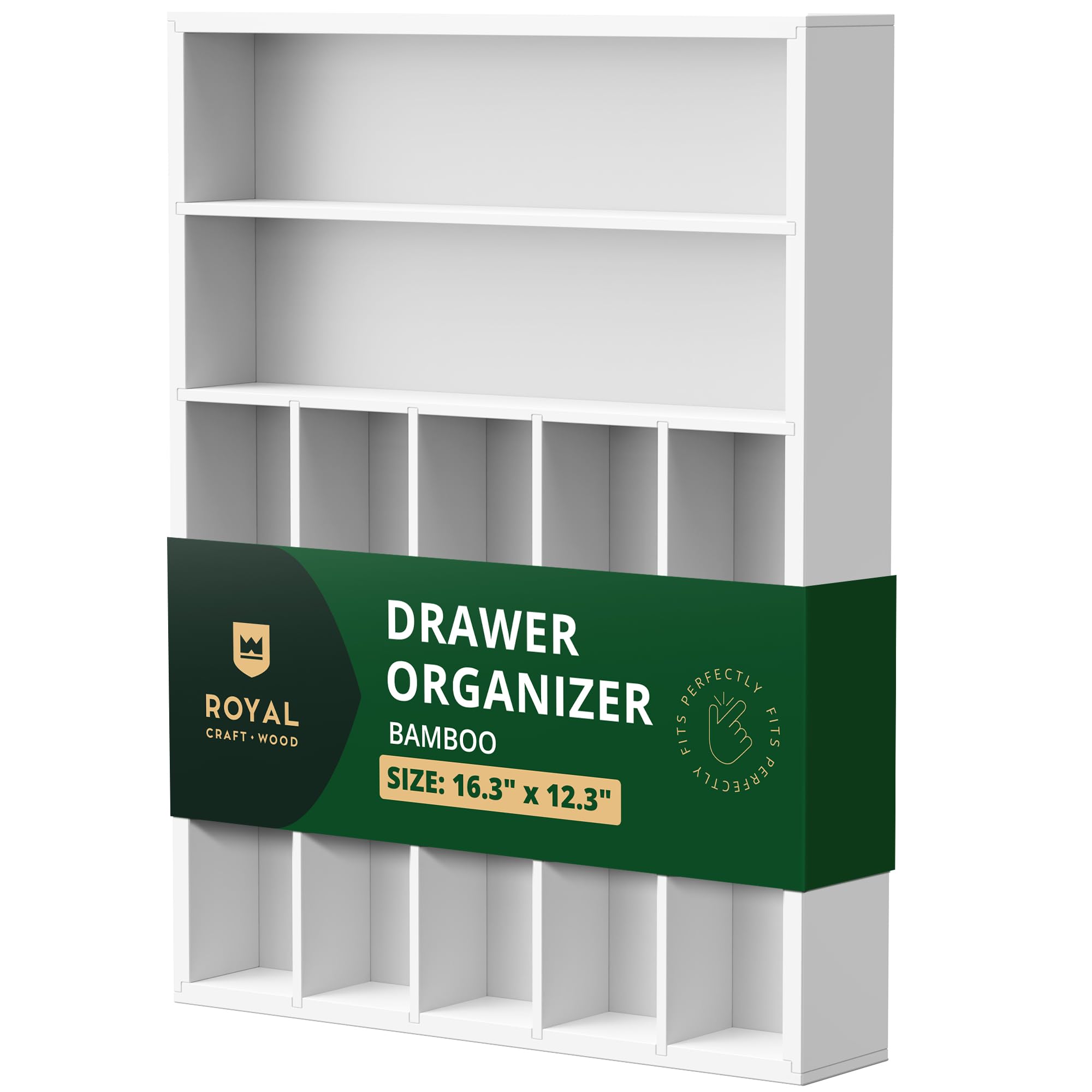 ROYAL CRAFT WOOD Luxury Bamboo Kitchen Drawer Organizer - Silverware Organizer, Utensil Holder & Cutlery Tray Drawer Dividers for Flatware (9 Slot, Natural)