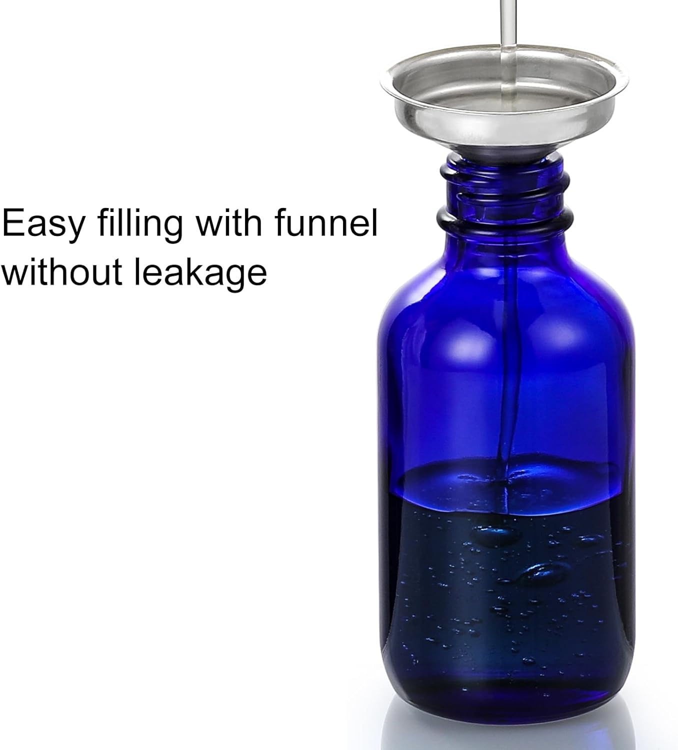 4 Pack, 2 oz Bottles with Dropper & 1 Funnel & 4 Labels - Essential Oils Bottles for Health, Personal Care & Beauty - 60ml Thick Dark Amber Glass Tincture Bottles, Refillable Cosmetic Containers