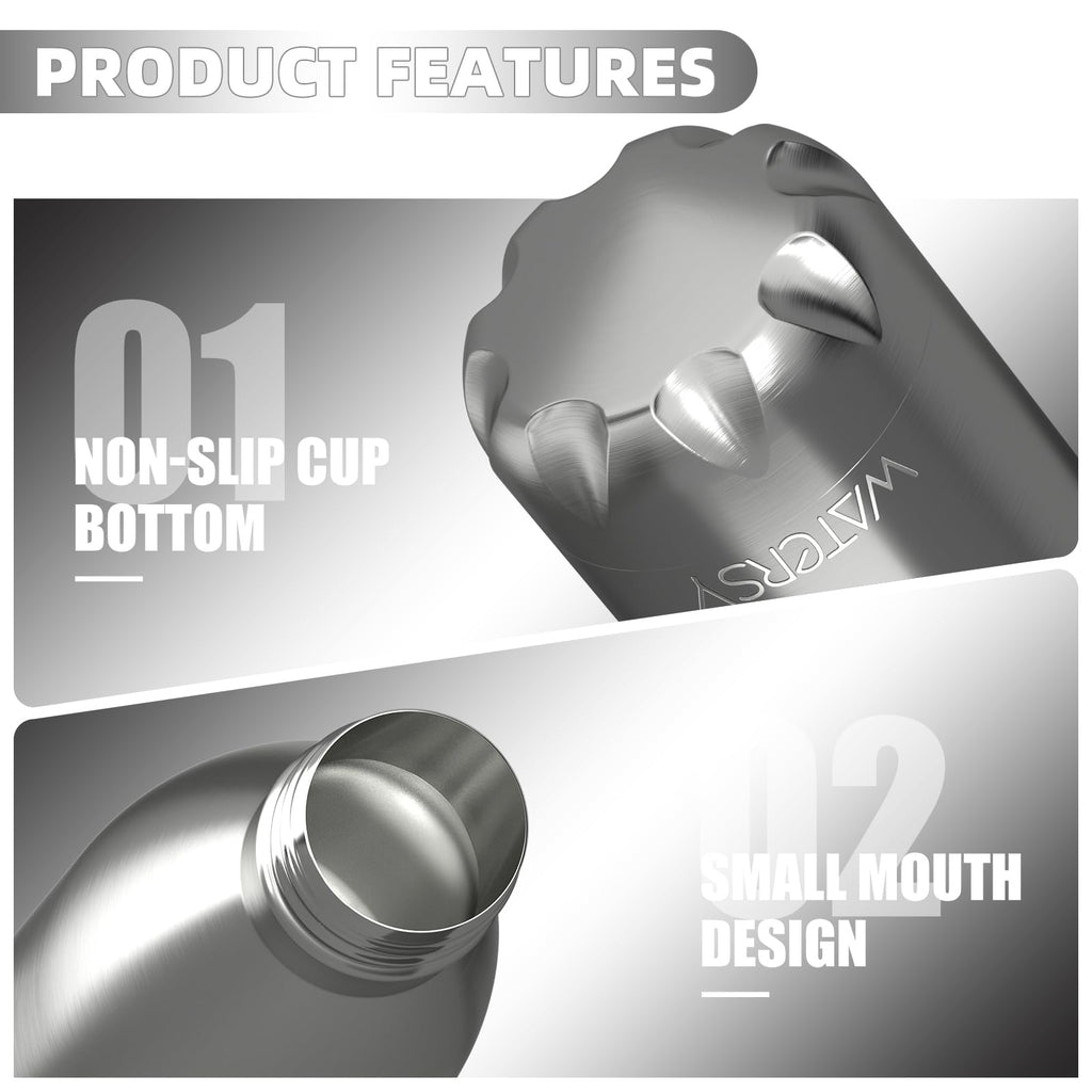 WATERSY Stainless Steel water bottles,17oz/500ml Insulated Water Bottles,Deep Blue metal water bottle Keeps Drink Cold and Hot,BPA Free kids water bottles for School,Gym,Travel,Sports