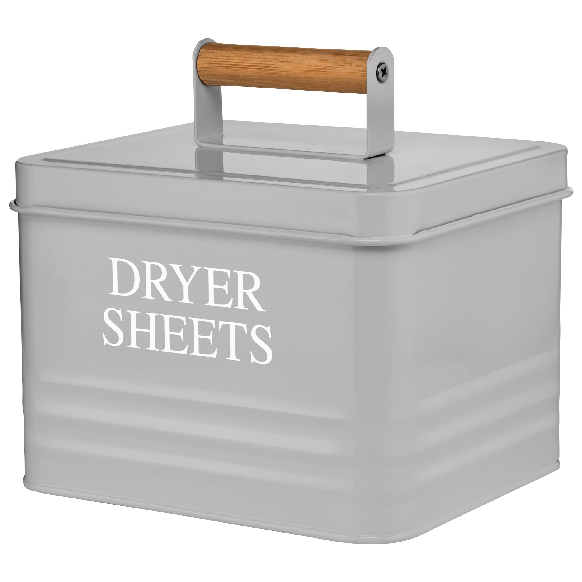 Calindiana Modern Farmhouse Metal Laundry Dryer Sheets Holder Fabric Softener Dispenser with Lid for Laundry Room Decor and Accessories and Space Saving Laundry Organization and Storage, Glossy Black