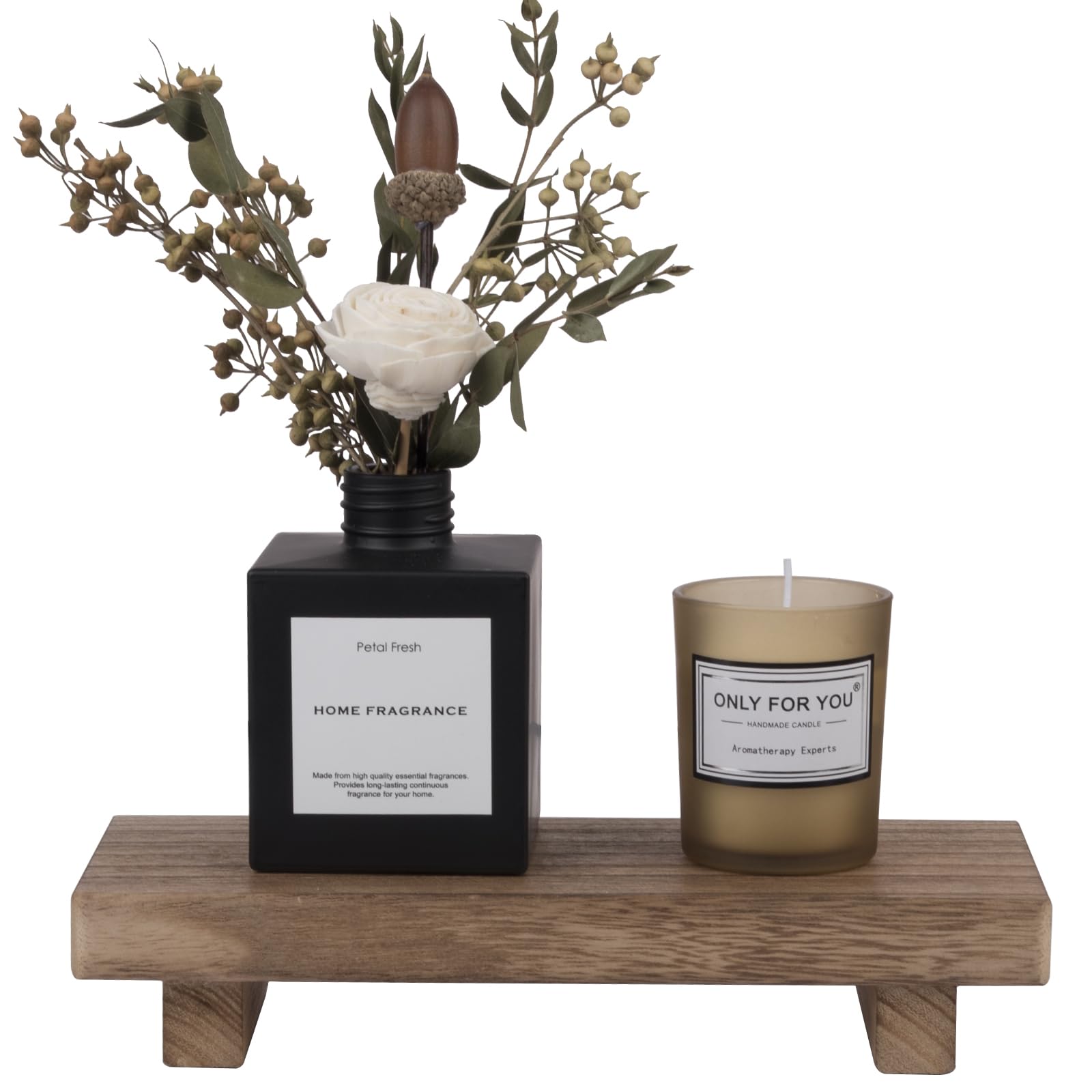 zoocatia Small Wood Tray Pedestal Stand Farmhouse Bathroom Decor Decorative Wooden Riser Kitchen Soap Dish Holder for Vanity, Counter, Sink, 9" x 5.9" - Black