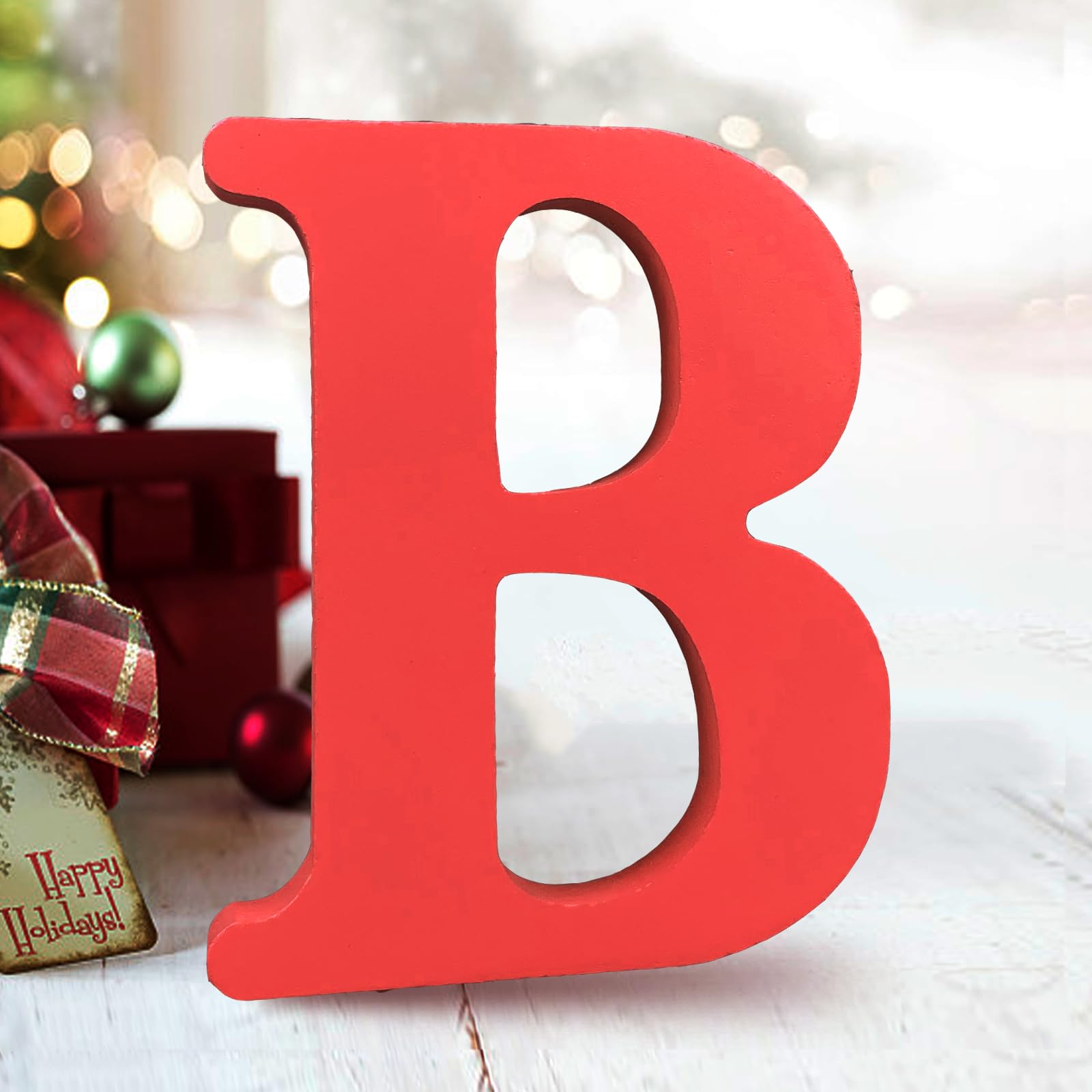 AOCEAN 6 Inch Red Wood Letters Unfinished Wood Letters for Wall Decor Decorative Standing Letters Slices Sign Board Decoration for Craft Home Party Projects (X)