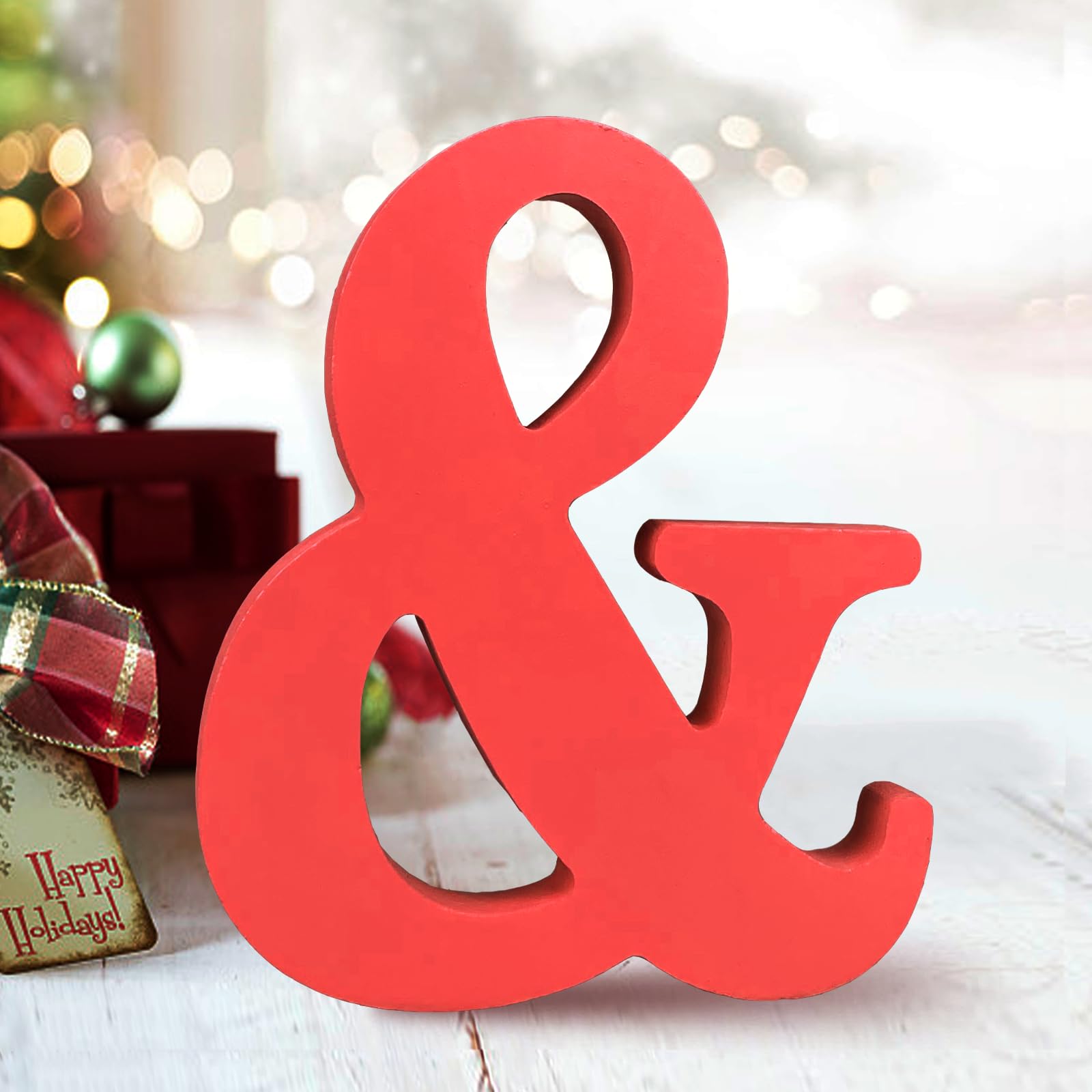 AOCEAN 6 Inch Red Wood Letters Unfinished Wood Letters for Wall Decor Decorative Standing Letters Slices Sign Board Decoration for Craft Home Party Projects (X)