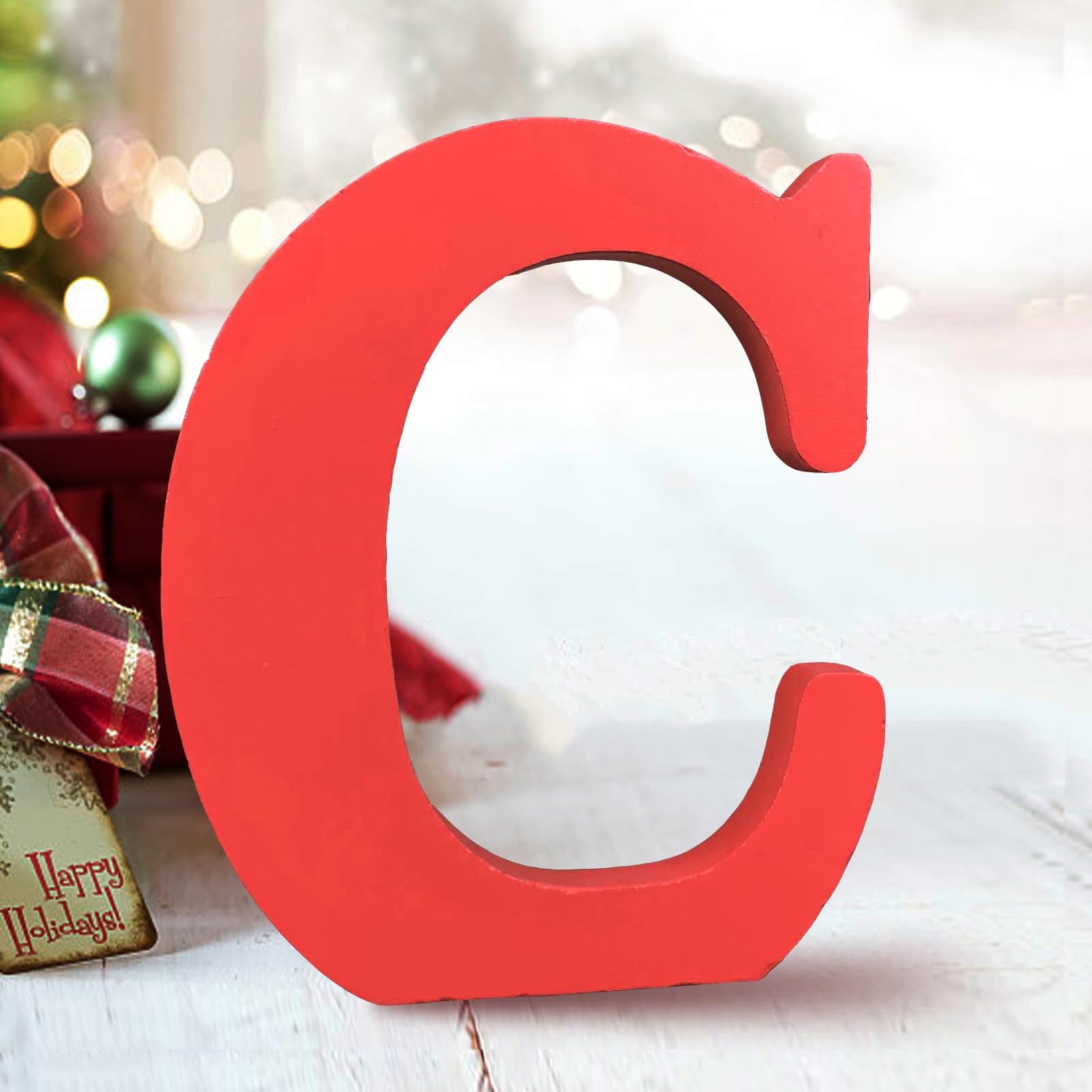 AOCEAN 6 Inch Red Wood Letters Unfinished Wood Letters for Wall Decor Decorative Standing Letters Slices Sign Board Decoration for Craft Home Party Projects (X)