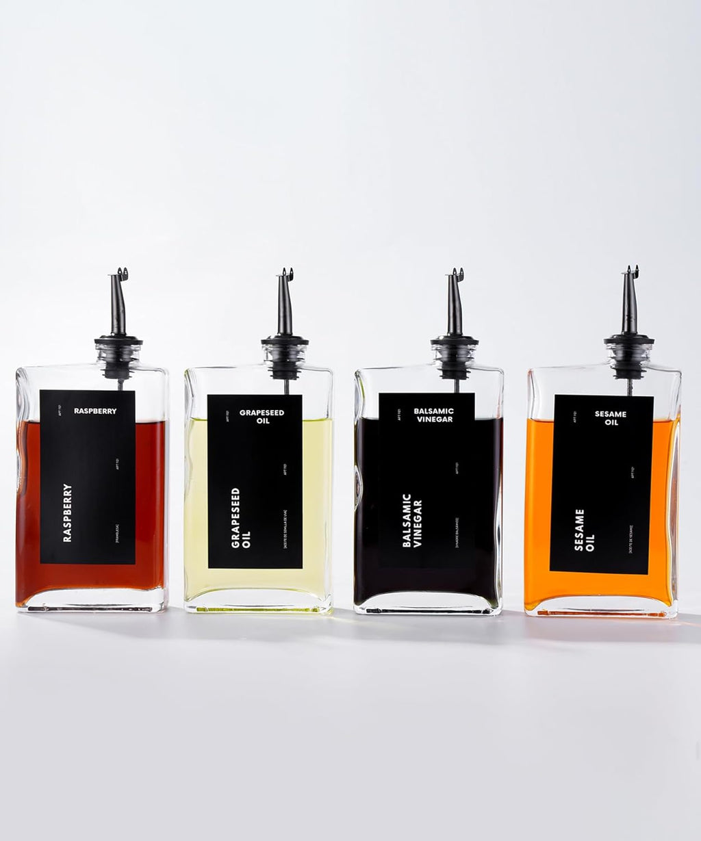 APT 1101 Olive Oil Dispenser for Kitchen, Cooking Oil and Vinegar Dispenser Set, Olive Oil Bottle, Soy sauce dispenser, coffee syrup bottles - 2 pcs, Black