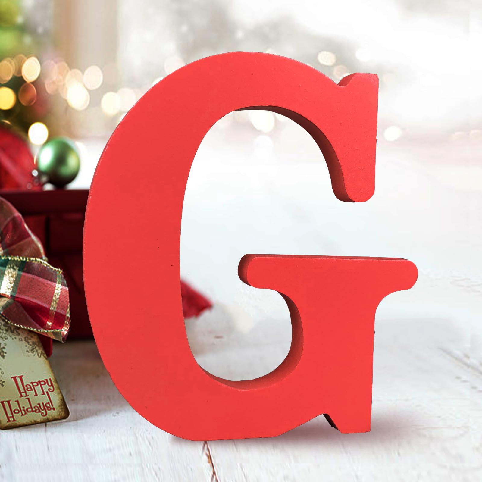 AOCEAN 6 Inch Red Wood Letters Unfinished Wood Letters for Wall Decor Decorative Standing Letters Slices Sign Board Decoration for Craft Home Party Projects (X)