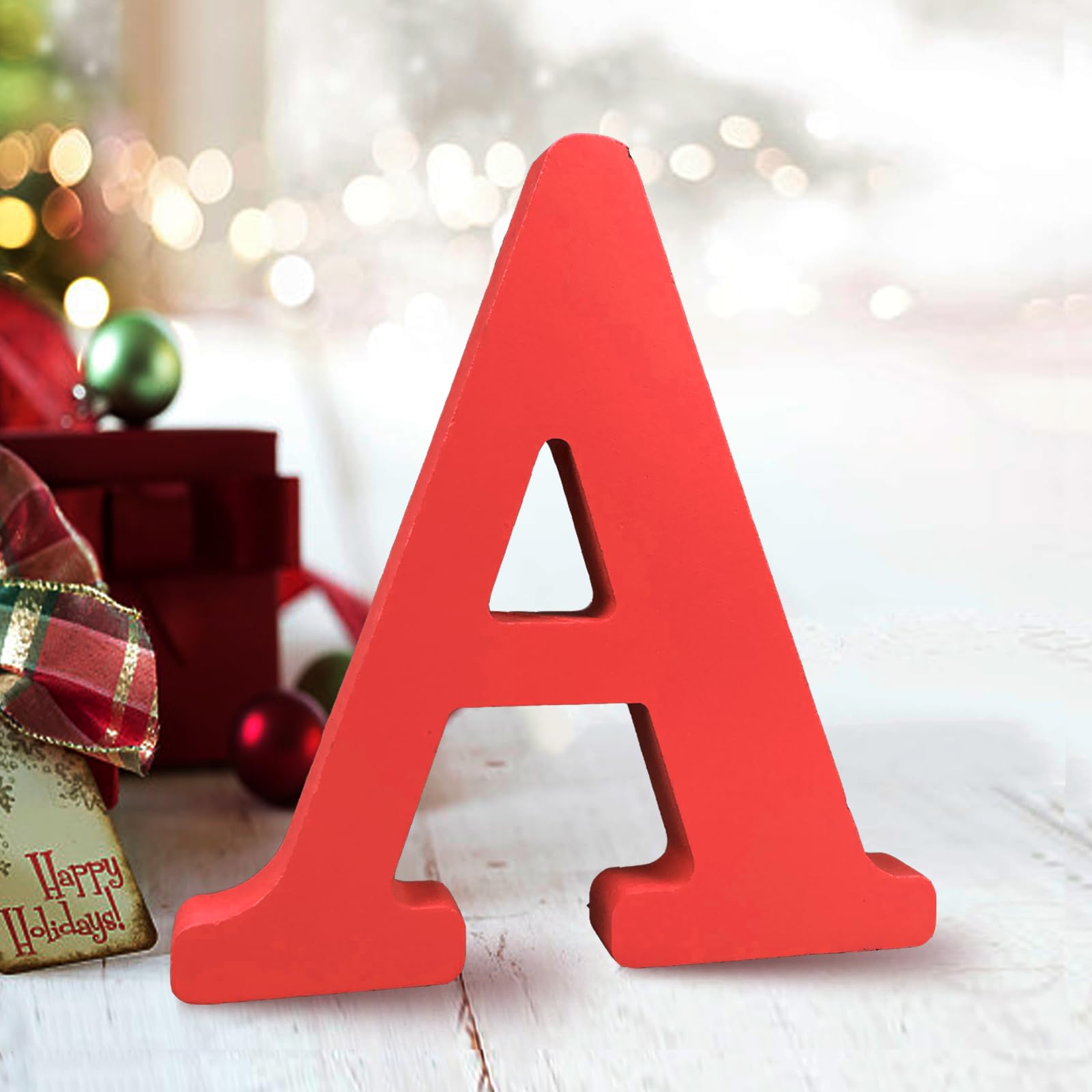 AOCEAN 6 Inch Red Wood Letters Unfinished Wood Letters for Wall Decor Decorative Standing Letters Slices Sign Board Decoration for Craft Home Party Projects (X)