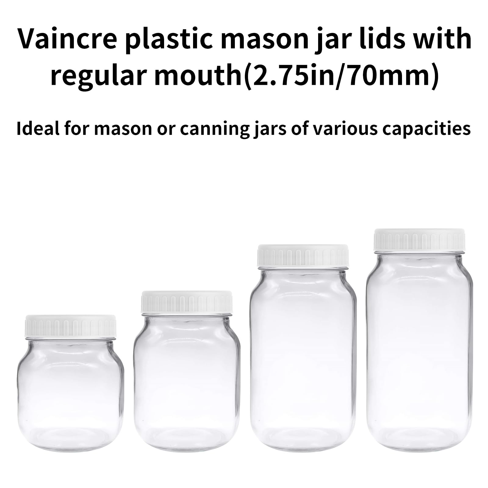 Vaincre 8PCS Mason Jar Lids - Colored Plastic Mason Lids Regular Mouth, Leak Proof Canning Covers with Silicone Rings for Ball, Kerr and More, Reusable Can Tops Caps Covers for Jars