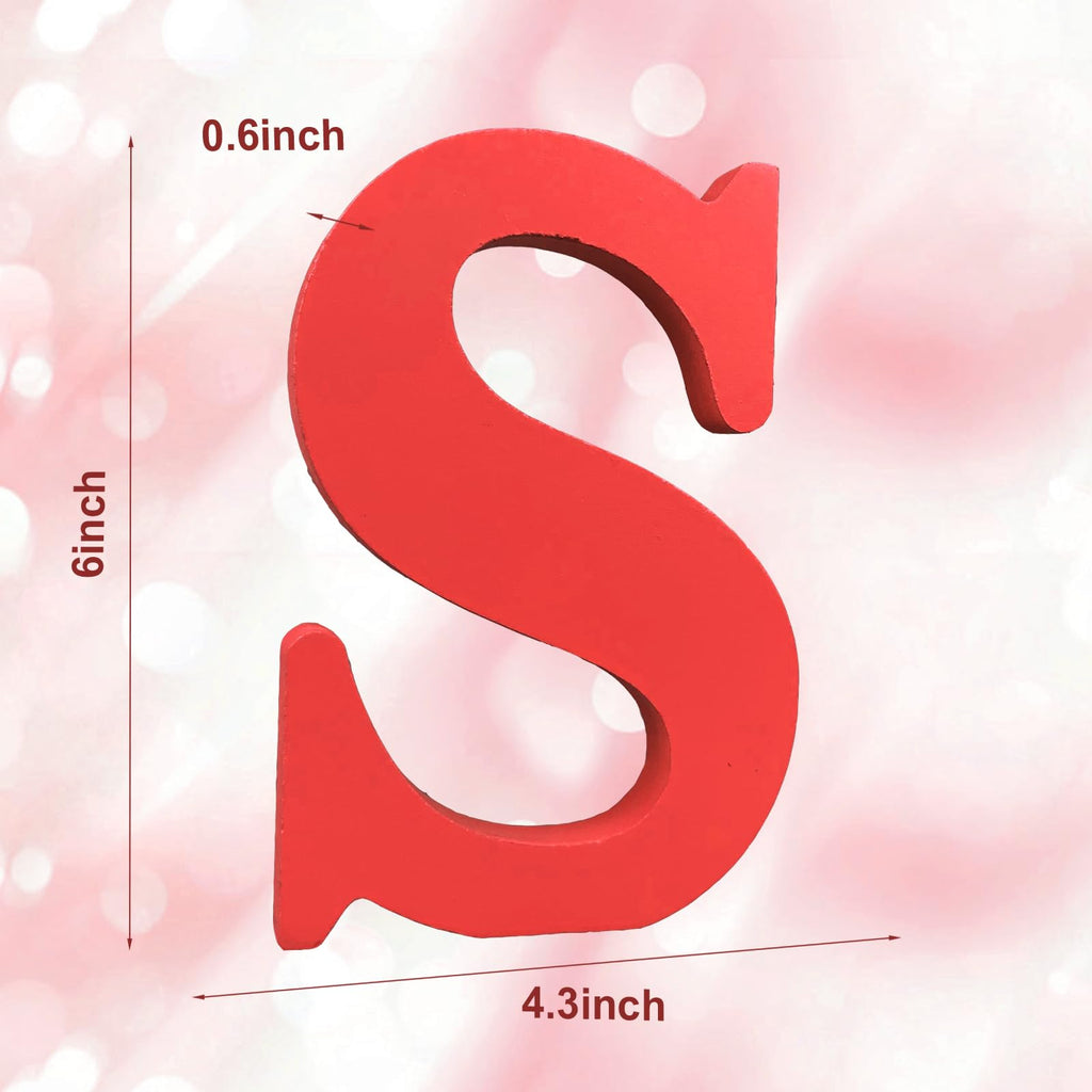 AOCEAN 6 Inch Red Wood Letters Unfinished Wood Letters for Wall Decor Decorative Standing Letters Slices Sign Board Decoration for Craft Home Party Projects (X)