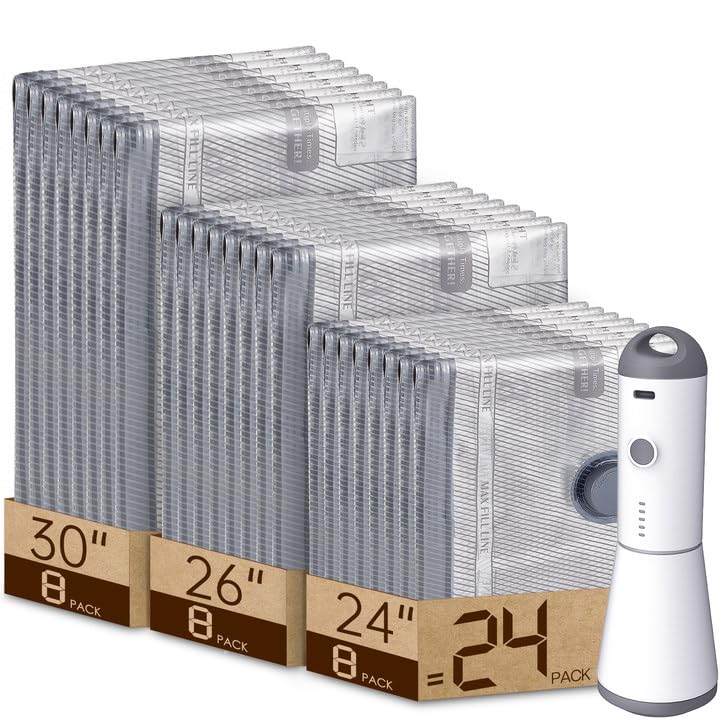 12 Pack Vacuum Bags for Travel with Rechargeable air Pump, Carry-on Size Vacuum Seal Bags for Luggage and Suitcase Compression, Space Saver for Clothes and Clothing Travel