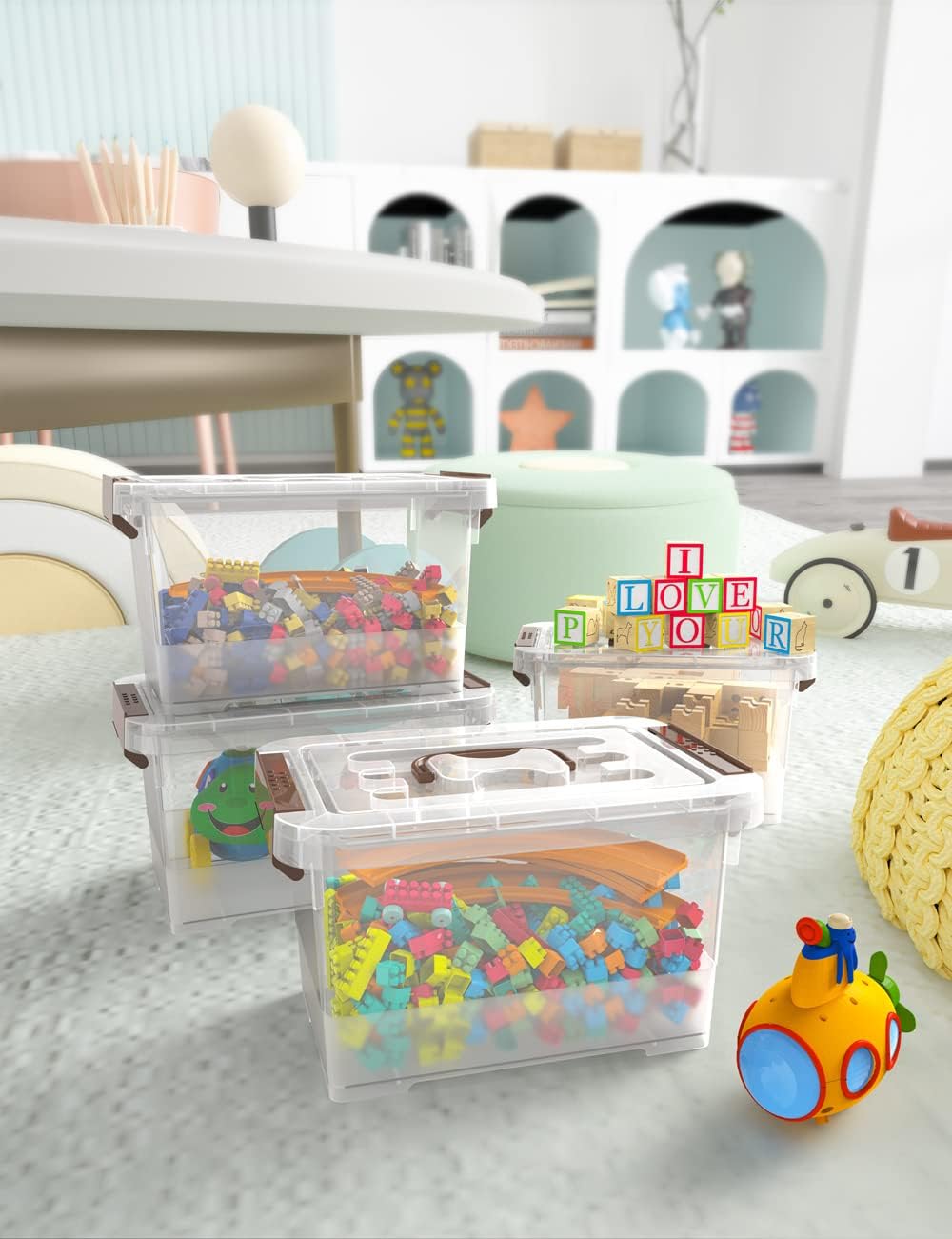 WYT Clear Storage Latch Box, 6 Pack Storage Organizer Bins with Latching Handle and Lids, 3.5 Quart