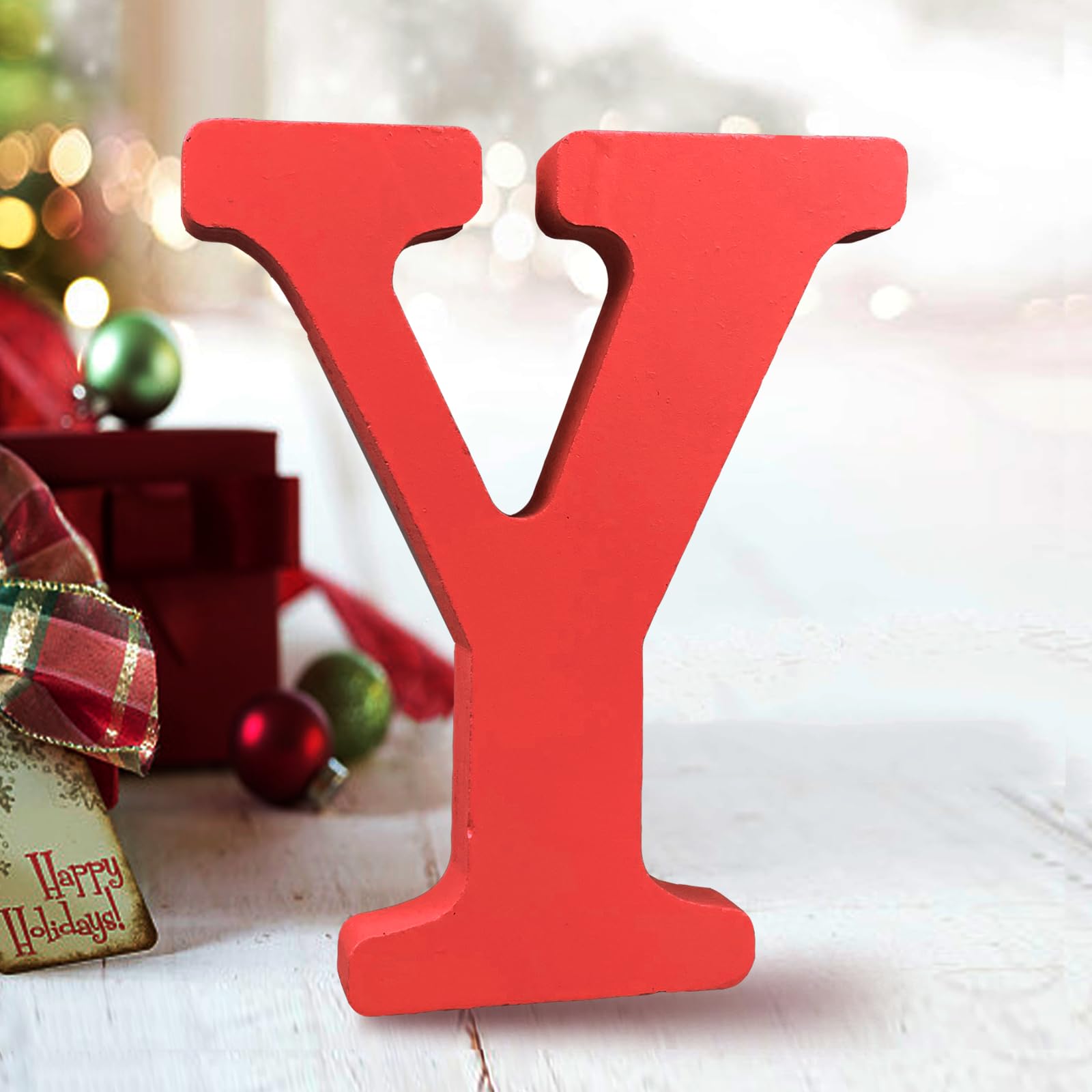 AOCEAN 6 Inch Red Wood Letters Unfinished Wood Letters for Wall Decor Decorative Standing Letters Slices Sign Board Decoration for Craft Home Party Projects (X)