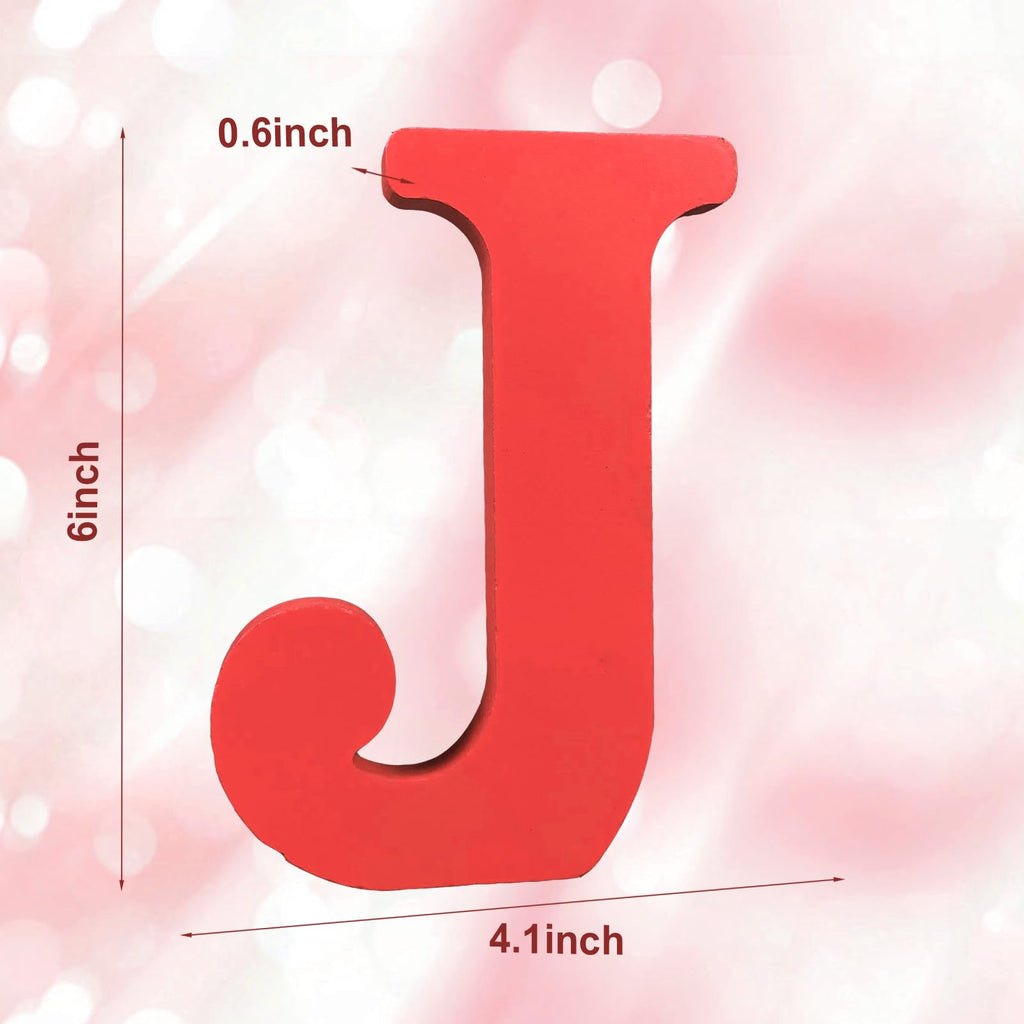 AOCEAN 6 Inch Red Wood Letters Unfinished Wood Letters for Wall Decor Decorative Standing Letters Slices Sign Board Decoration for Craft Home Party Projects (X)