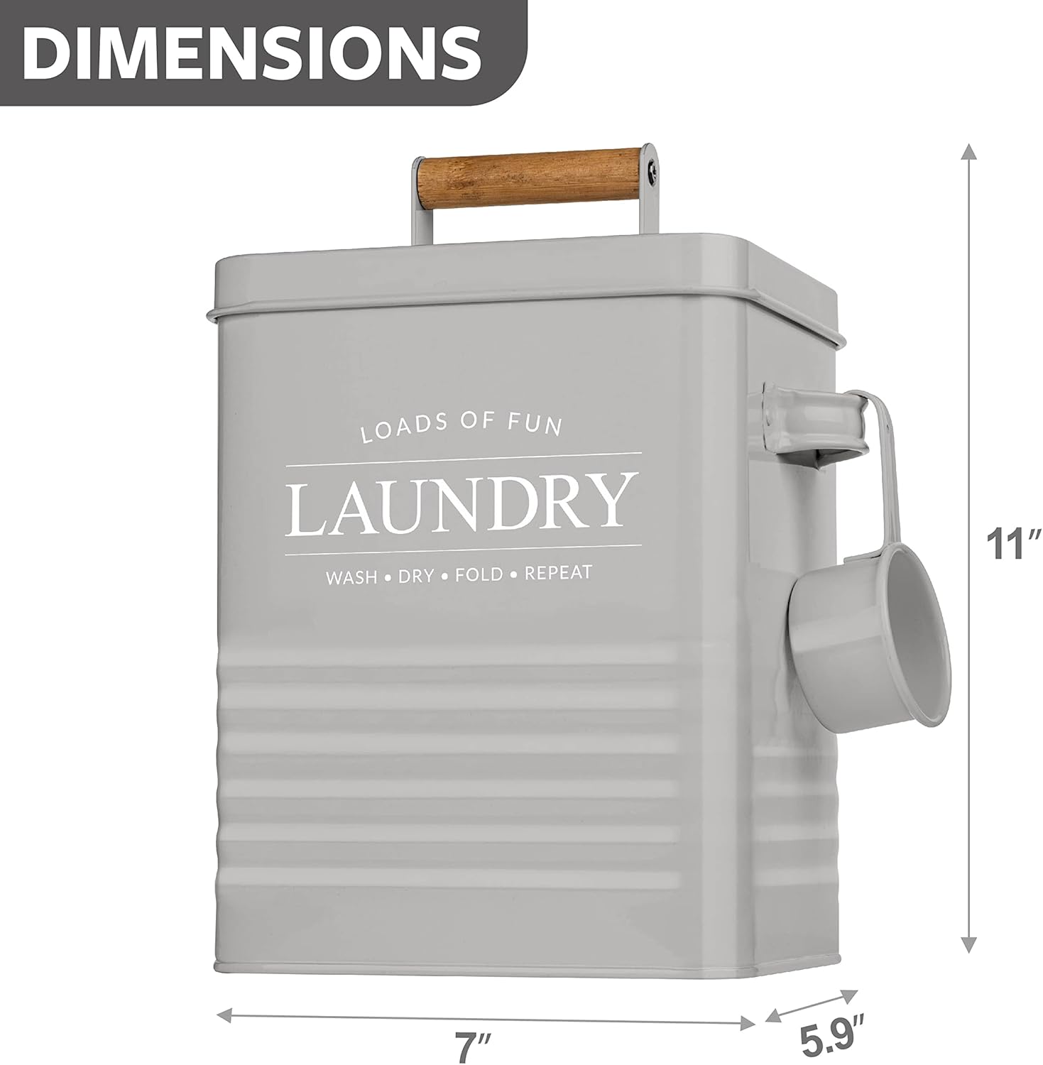 Calindiana Modern Farmhouse Metal Laundry Soap Dispenser Container Holder with Scoop for Laundry Room Decor and Space Saving Laundry Room Organization and Storage, Laundry Powder Container, Black