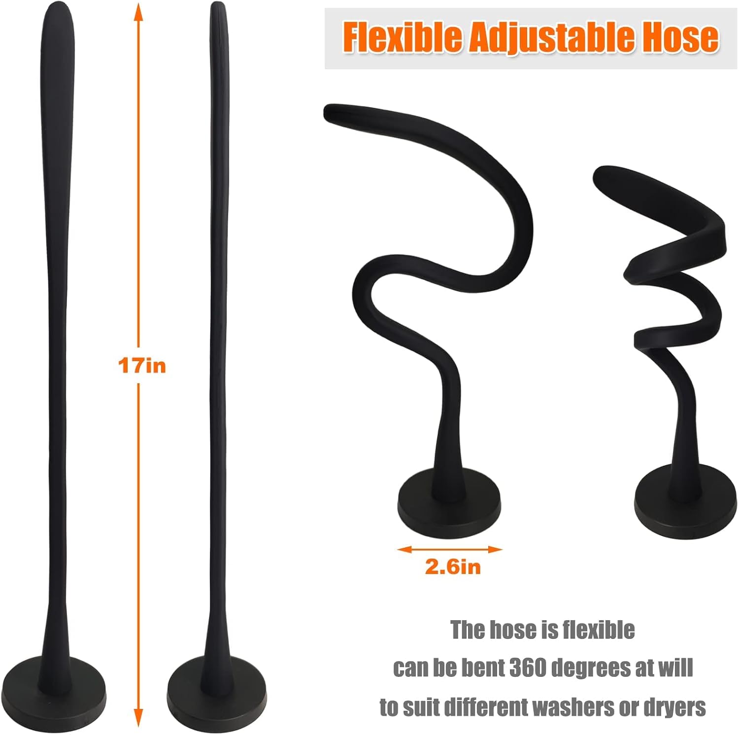 Front Load Washer Door Prop, Removable Flexible Washer Door Stopper, Magnetic Washing Machine Door Holder with 66mm Magnet Base, Keep Washer Door Open to Prevent Odors (Black)