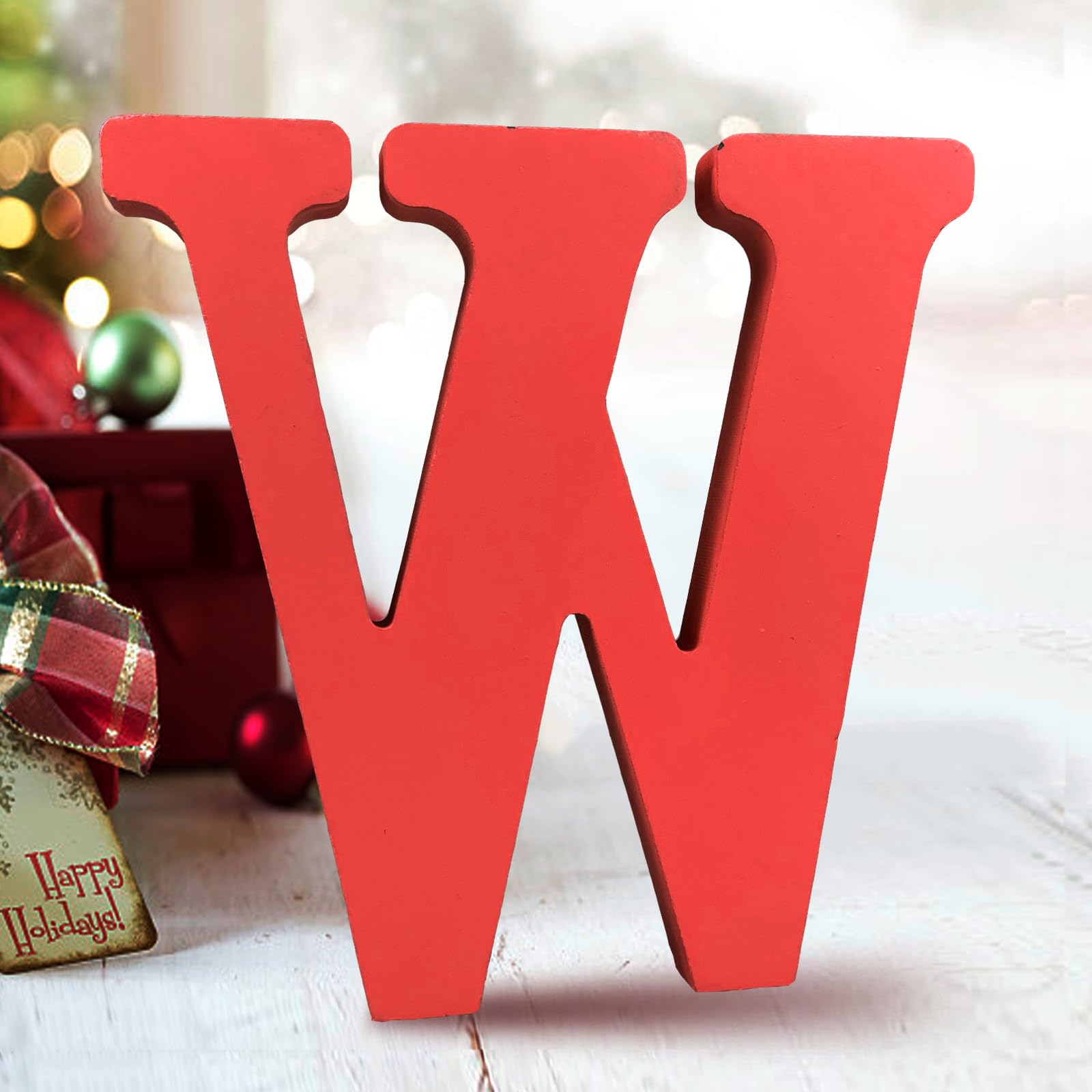 AOCEAN 6 Inch Red Wood Letters Unfinished Wood Letters for Wall Decor Decorative Standing Letters Slices Sign Board Decoration for Craft Home Party Projects (X)