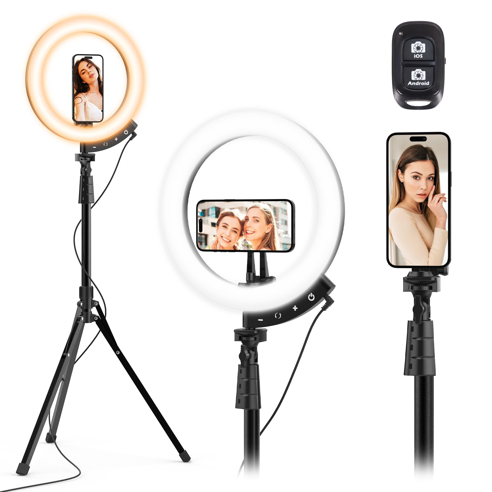 UBeesize 12'' Selfie Ring Light with 62’’ Tripod Stand for Video Recording, Live Streaming(YouTube, Instagram, TIK Tok), Compatible with Phones, Cameras and Webcams