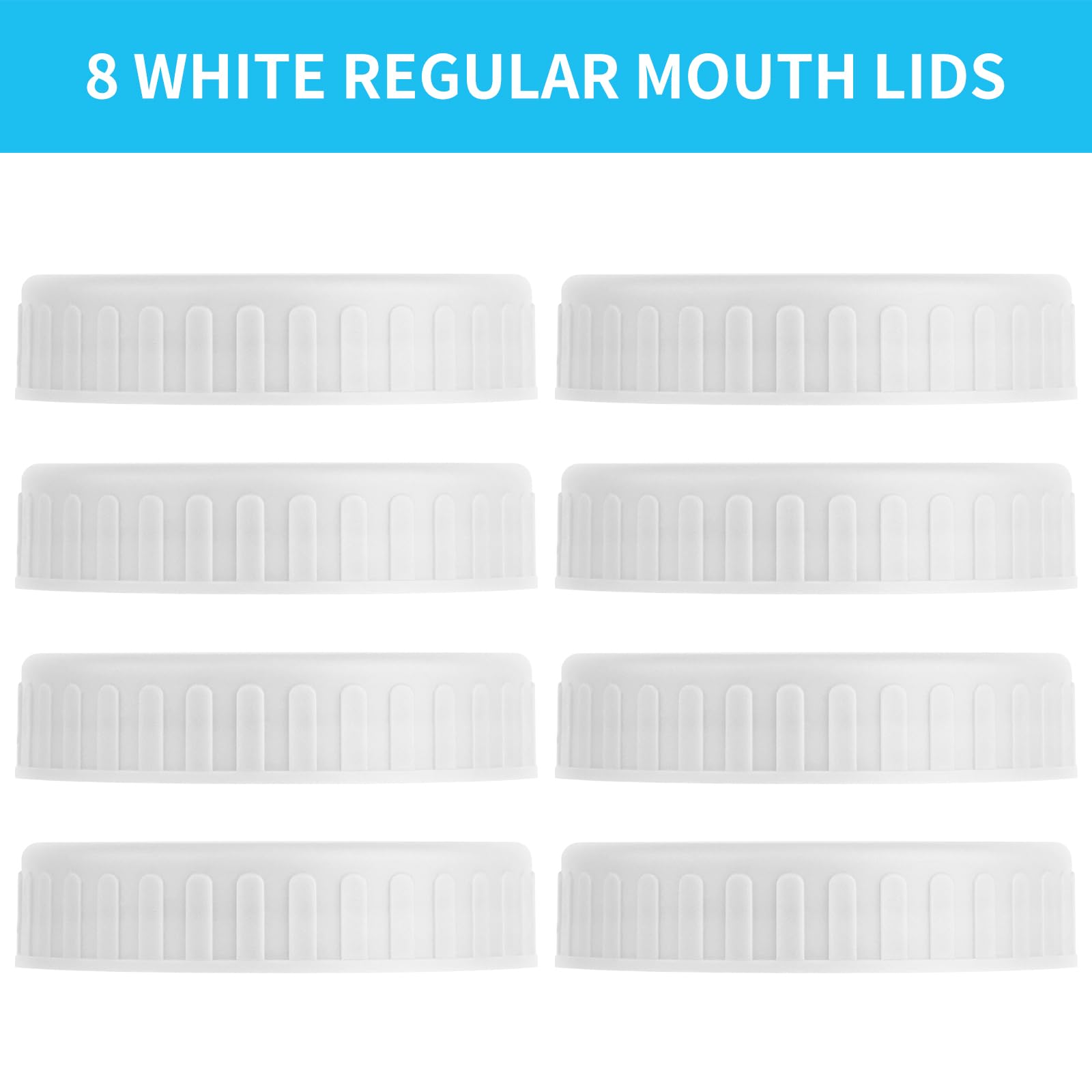 Vaincre 8PCS Mason Jar Lids - Colored Plastic Mason Lids Regular Mouth, Leak Proof Canning Covers with Silicone Rings for Ball, Kerr and More, Reusable Can Tops Caps Covers for Jars