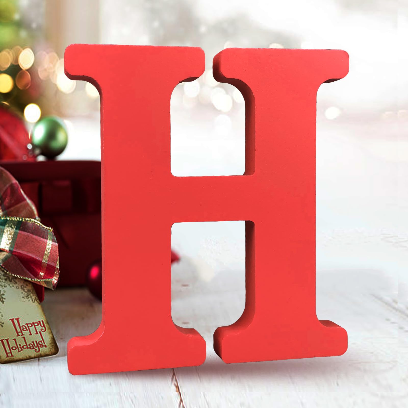 AOCEAN 6 Inch Red Wood Letters Unfinished Wood Letters for Wall Decor Decorative Standing Letters Slices Sign Board Decoration for Craft Home Party Projects (X)