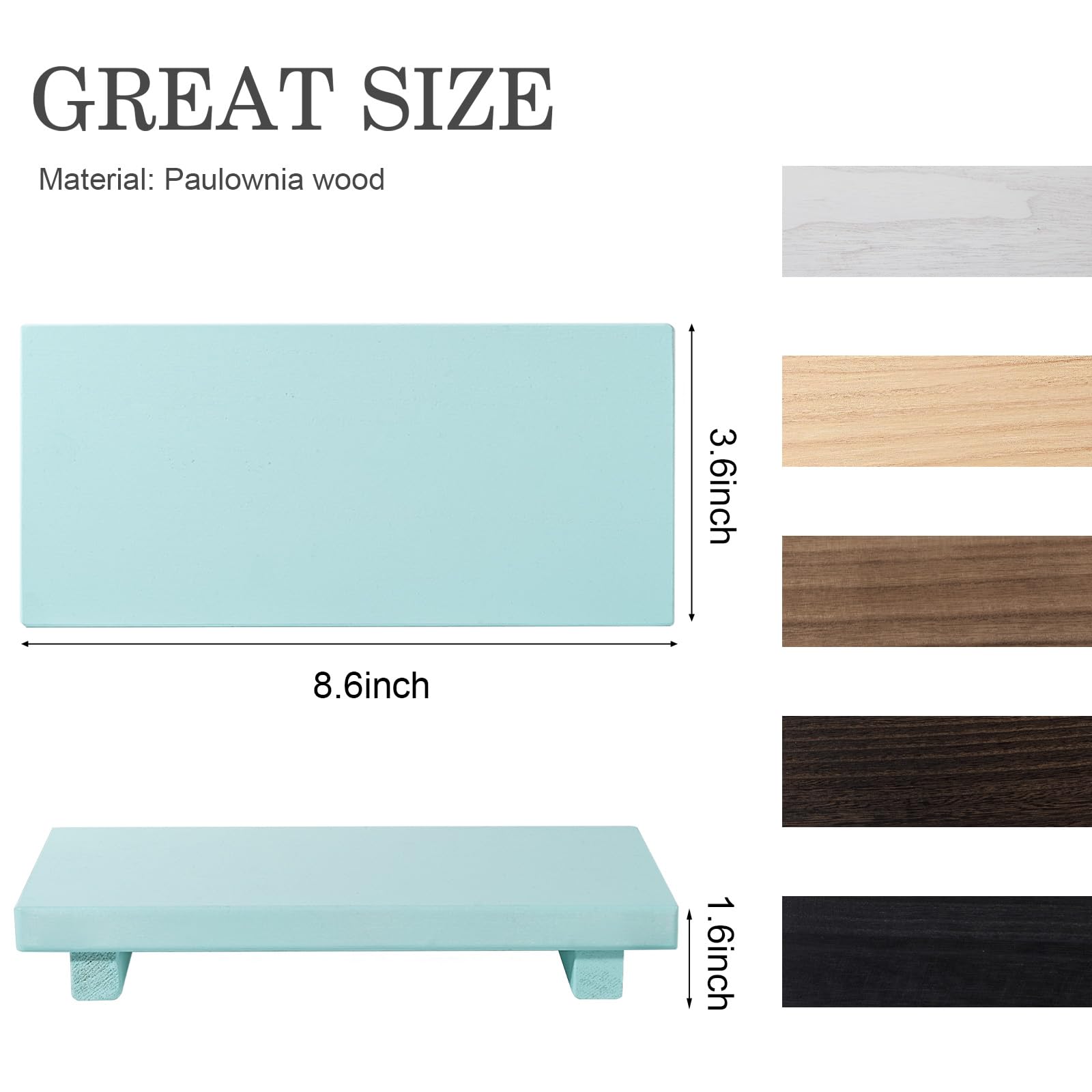 zoocatia Small Wood Tray Pedestal Stand Farmhouse Bathroom Decor Decorative Wooden Riser Kitchen Soap Dish Holder for Vanity, Counter, Sink, 9" x 5.9" - Black