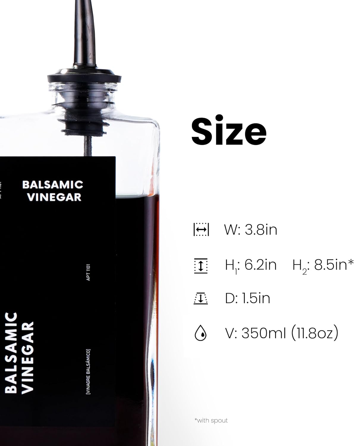 APT 1101 Olive Oil Dispenser for Kitchen, Cooking Oil and Vinegar Dispenser Set, Olive Oil Bottle, Soy sauce dispenser, coffee syrup bottles - 2 pcs, Black