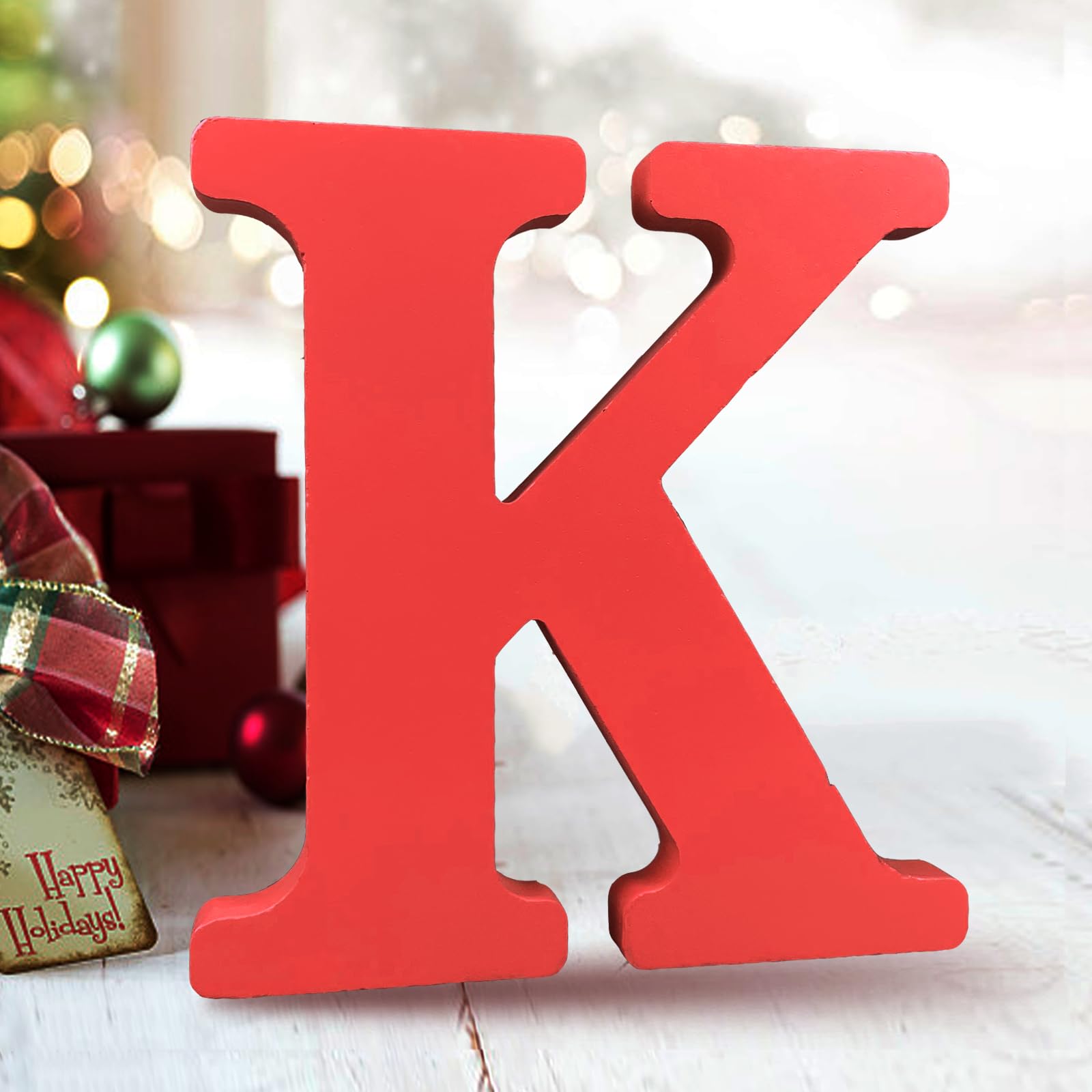 AOCEAN 6 Inch Red Wood Letters Unfinished Wood Letters for Wall Decor Decorative Standing Letters Slices Sign Board Decoration for Craft Home Party Projects (X)