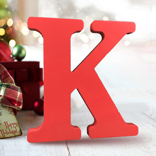 AOCEAN 6 Inch Red Wood Letters Unfinished Wood Letters for Wall Decor Decorative Standing Letters Slices Sign Board Decoration for Craft Home Party Projects (X)