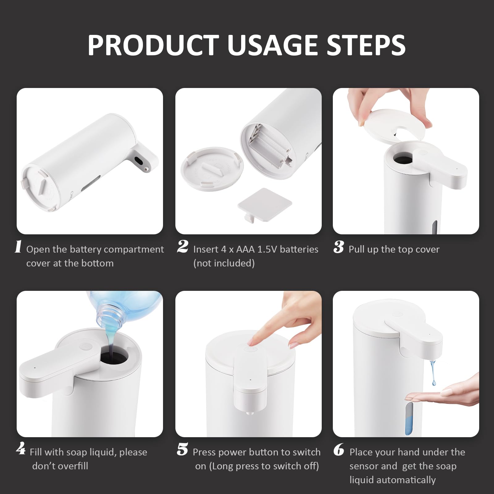 Automatic Soap Dispenser, Automatic Soap Dispenser Touchless, Kitchen & Bathroom, 3 Adjustable Volume for Liquid Soap, Water-Resistant, Hotel, Restaurant and School, Clog-Free, Stainless Steel