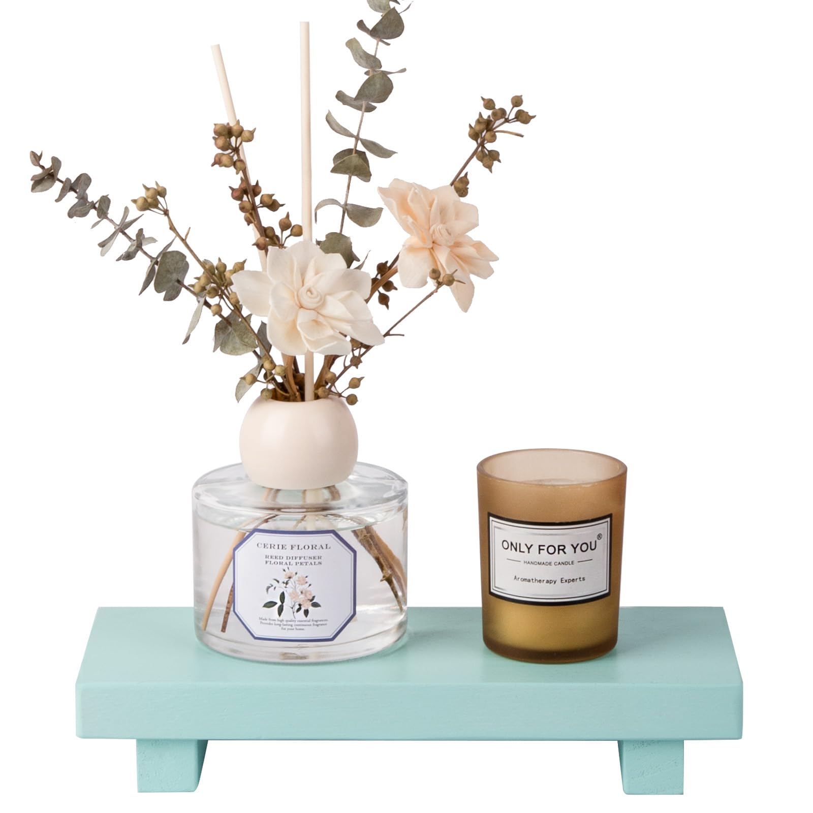 zoocatia Small Wood Tray Pedestal Stand Farmhouse Bathroom Decor Decorative Wooden Riser Kitchen Soap Dish Holder for Vanity, Counter, Sink, 9" x 5.9" - Black