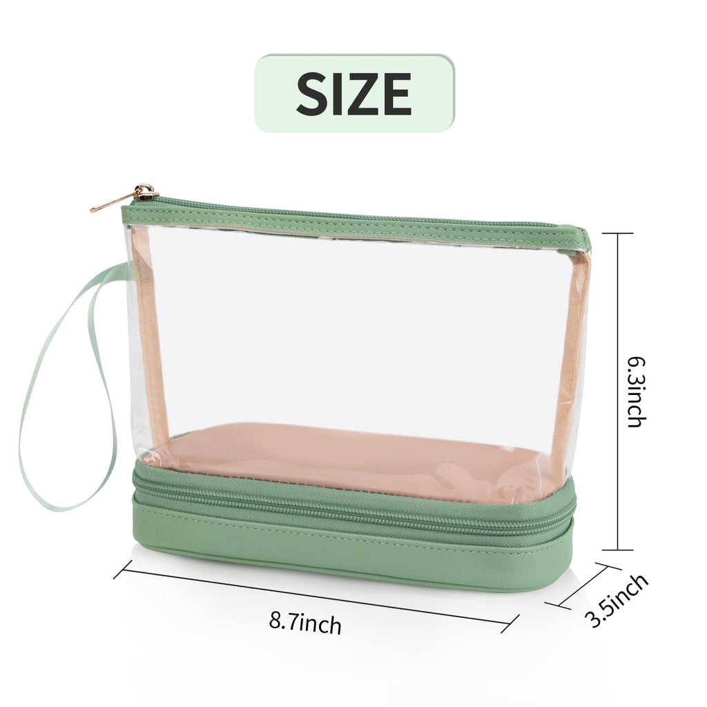 Ethereal Clear Makeup Bag, TSA Travel Makeup Organizer Bag Rose Gold Makeup Bags for Women Small Cosmetic Bag Portable Makeup Bag for Purse