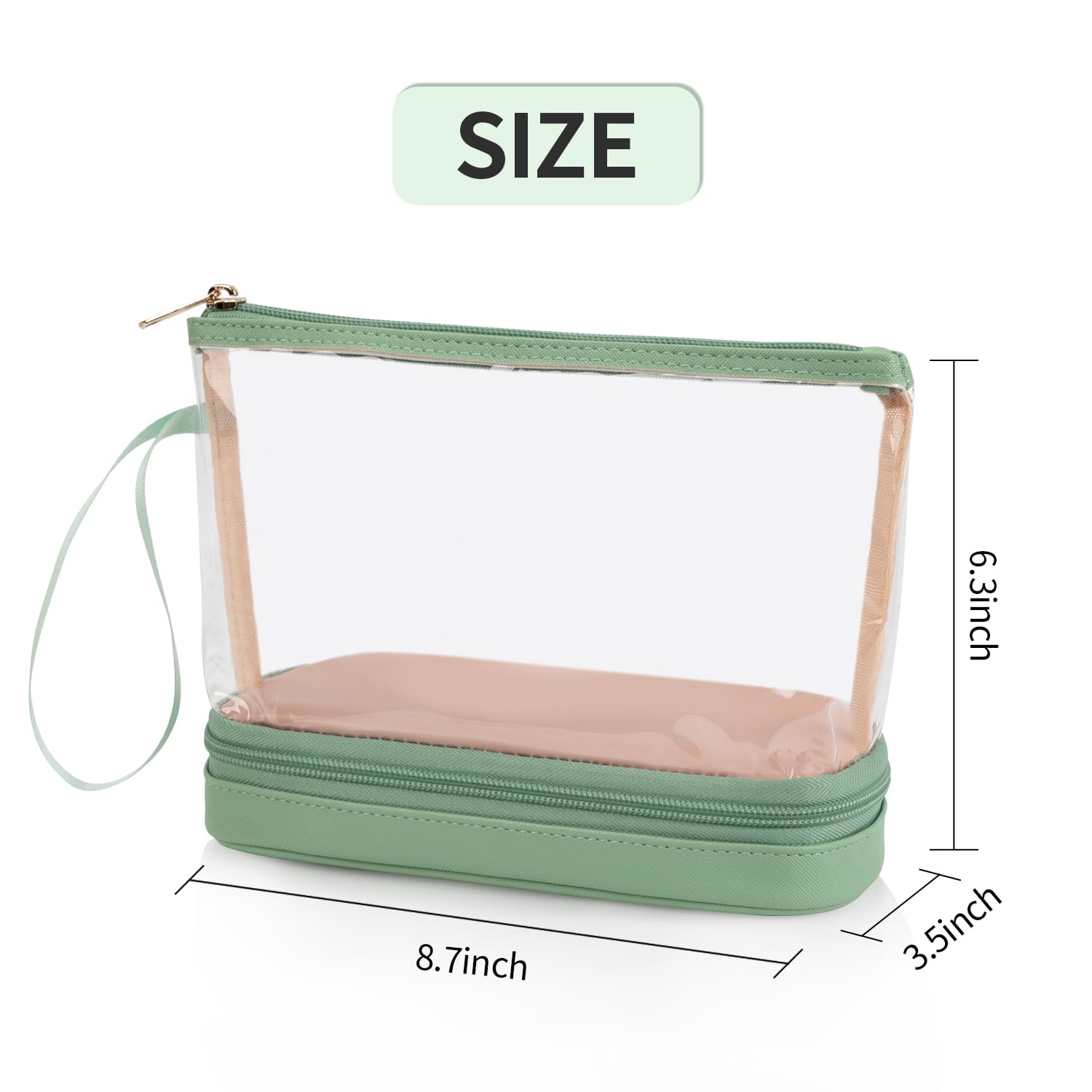 Ethereal Clear Makeup Bag, TSA Travel Makeup Organizer Bag Rose Gold Makeup Bags for Women Small Cosmetic Bag Portable Makeup Bag for Purse