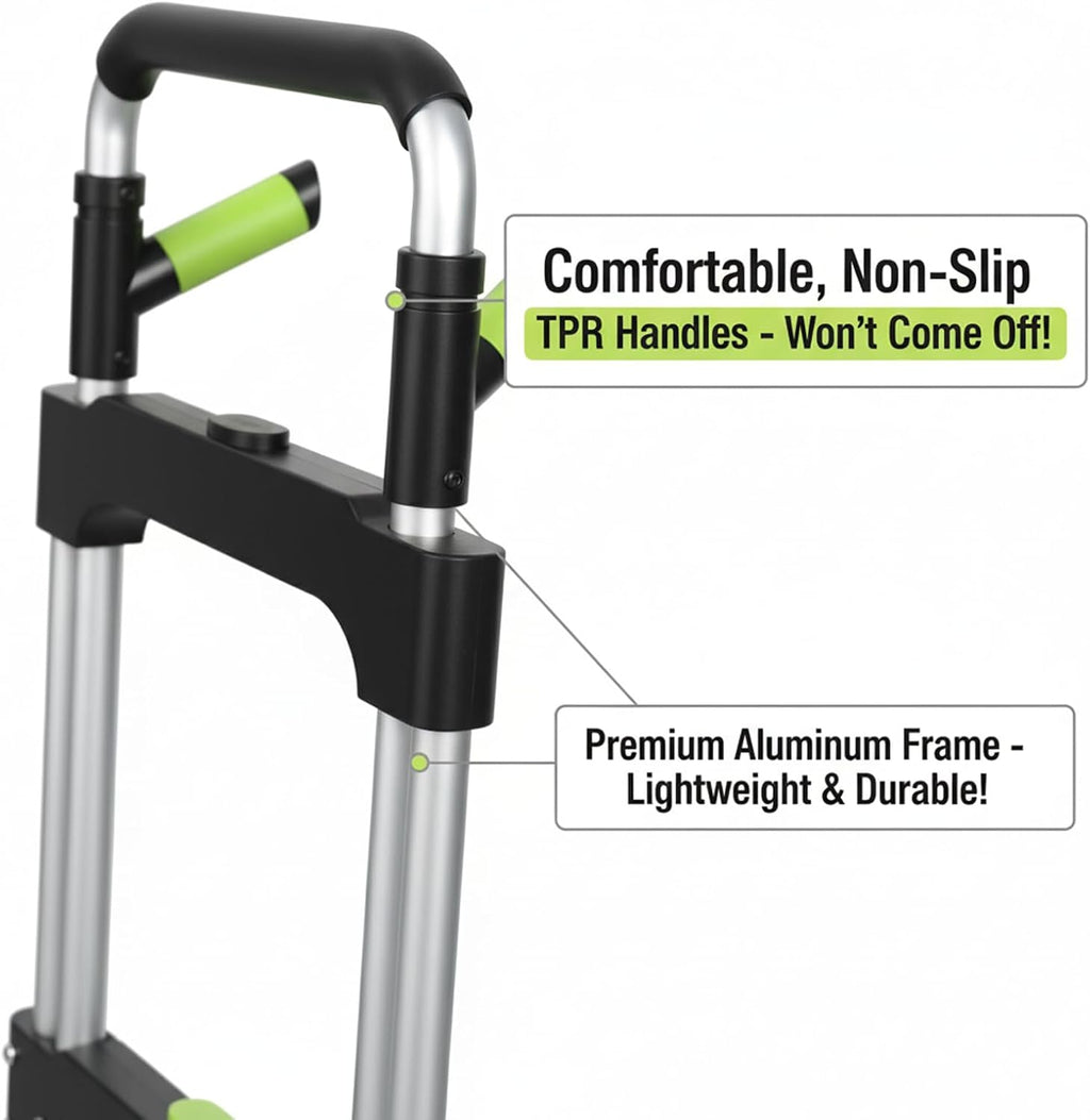 Leeyoung Folding Hand Truck and Dolly,309 lb Capacity Aluminum Portable Cart with Telescoping Handle and PP+EVA Wheels