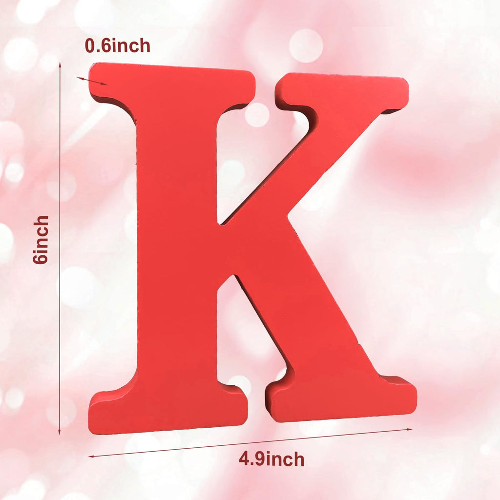 AOCEAN 6 Inch Red Wood Letters Unfinished Wood Letters for Wall Decor Decorative Standing Letters Slices Sign Board Decoration for Craft Home Party Projects (X)
